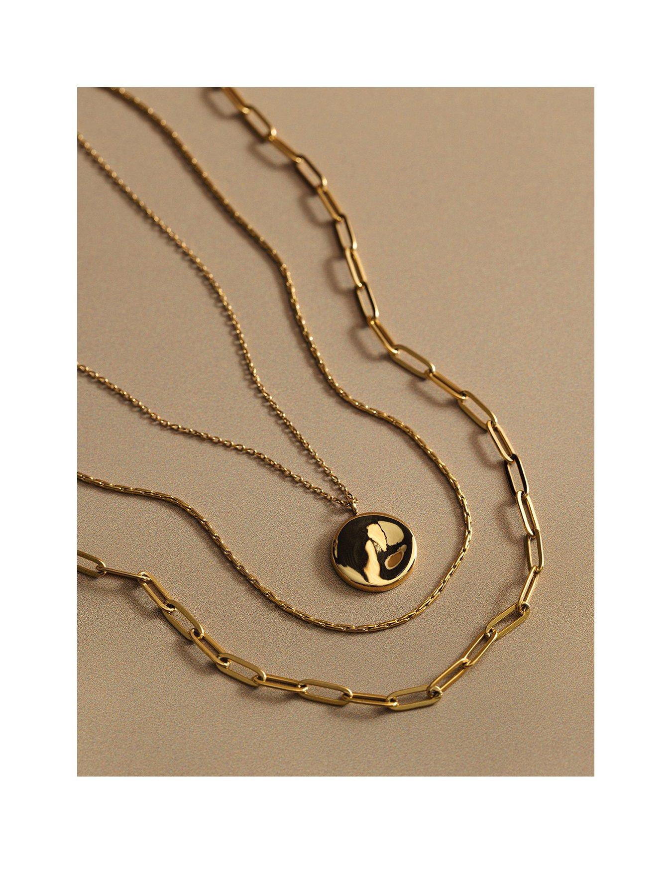 Orelia Luxe Waterproof Coin Multi Row Necklace