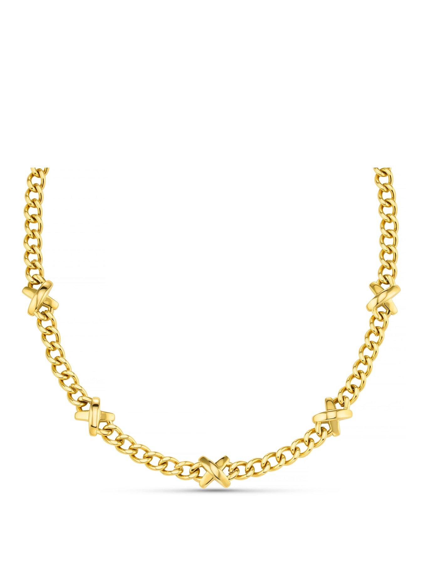 Image 1 of 3 of Orelia Luxe Waterproof Chunky Stationed Cross Necklace