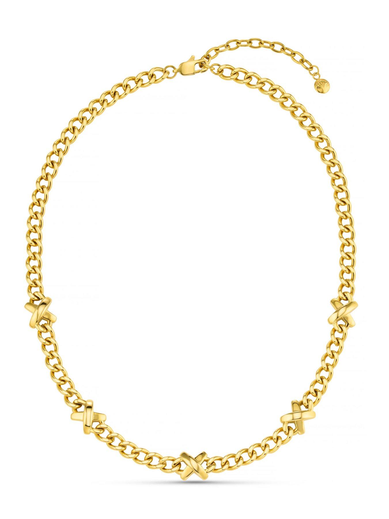 Image 2 of 3 of Orelia Luxe Waterproof Chunky Stationed Cross Necklace