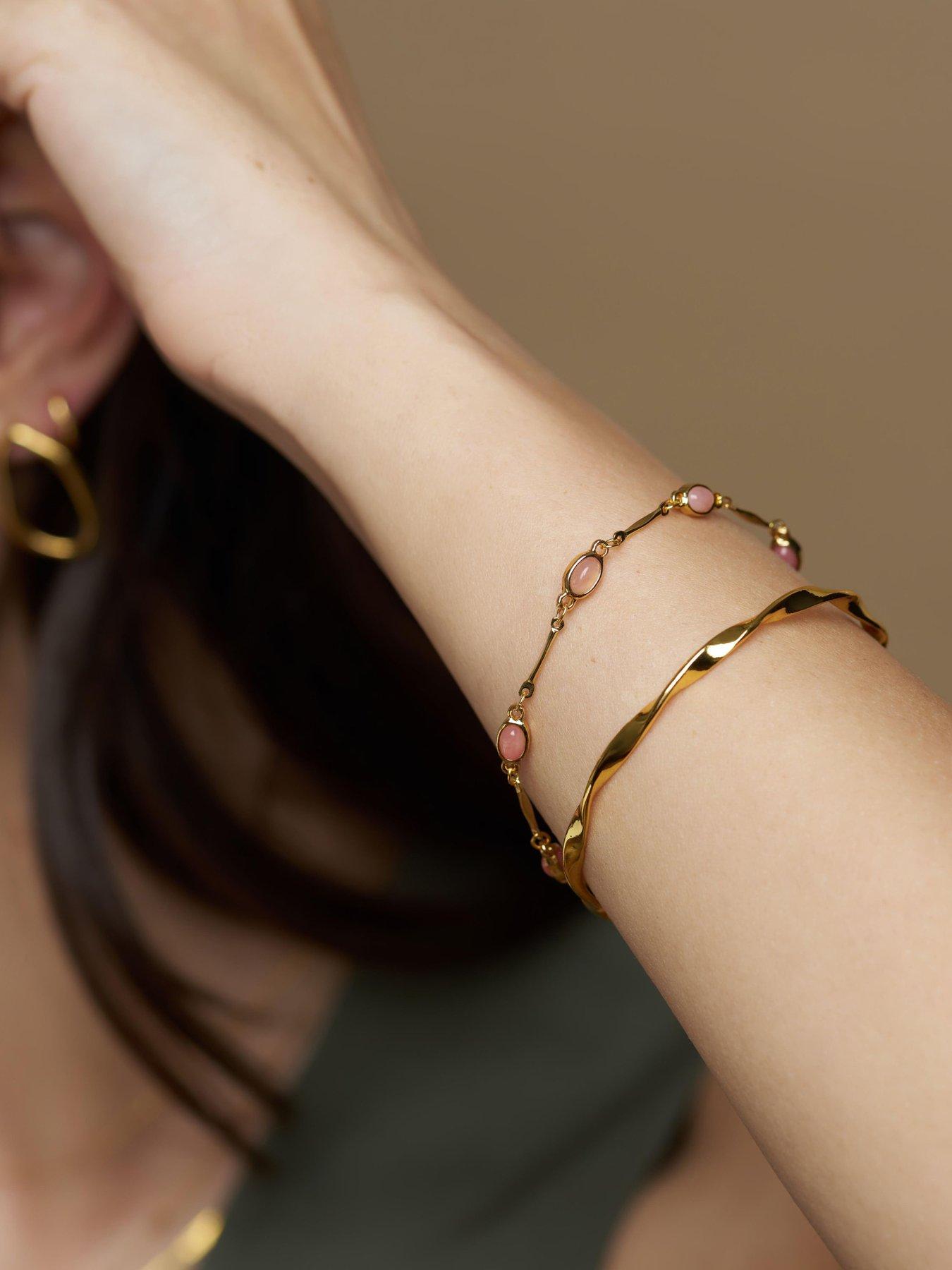 Image 2 of 3 of Orelia Pink Oval Bar Link Bracelet