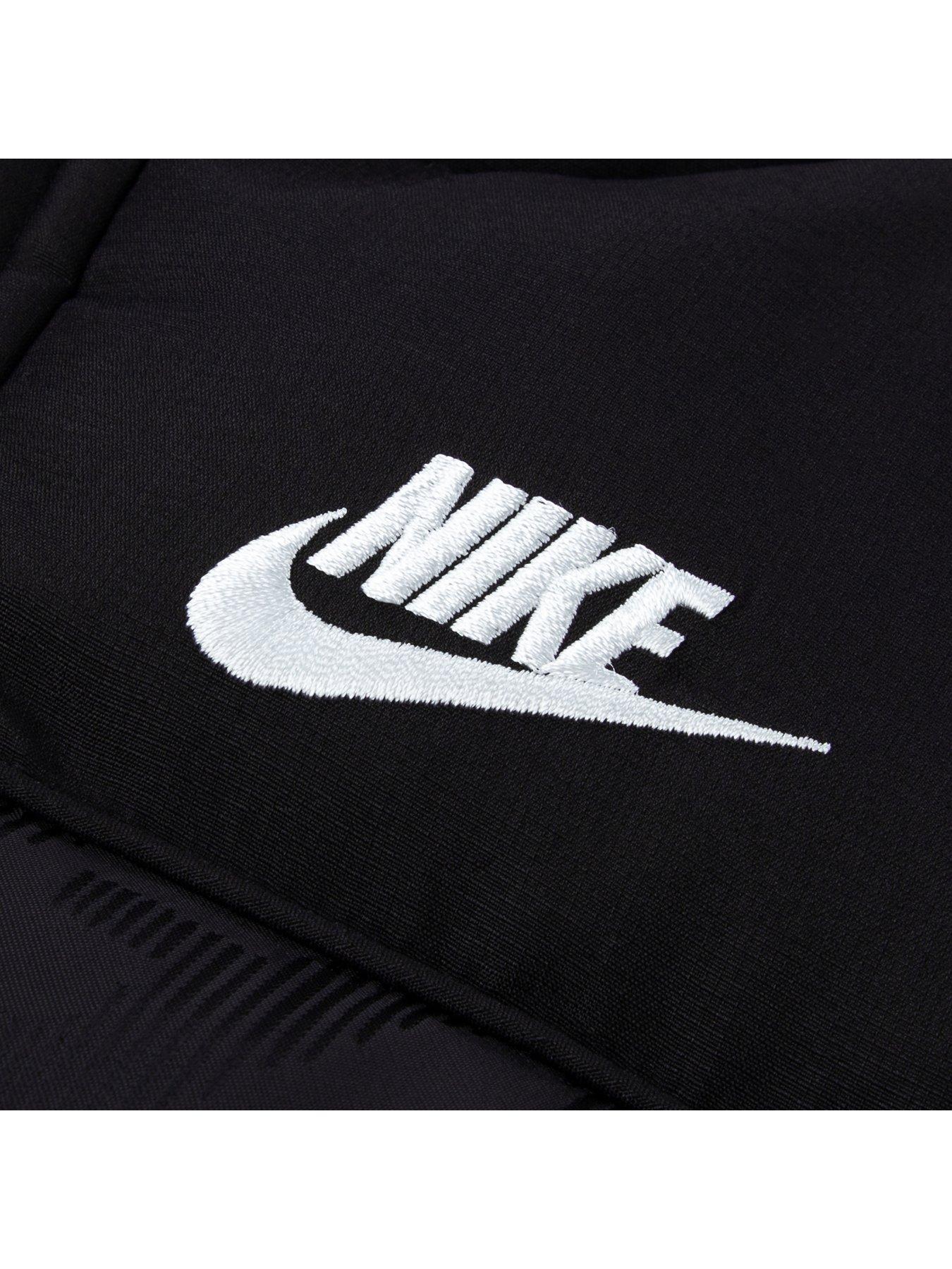 Image 3 of 3 of Nike Kids Logo Mixed Media Hooded Puffer Jacket - Black