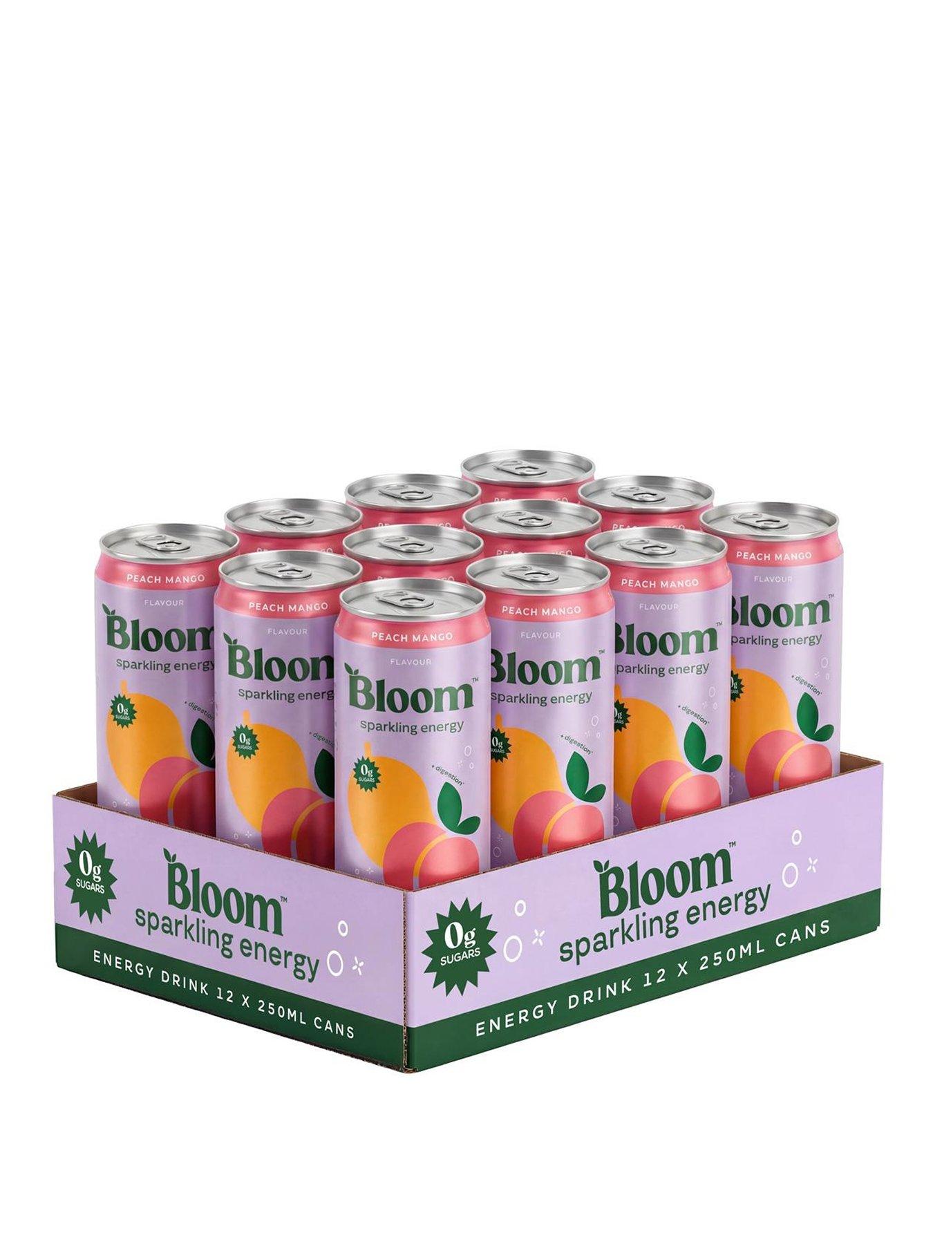 Bloom Sparkling Energy Drink - Peach Mango - 12 x 250ml