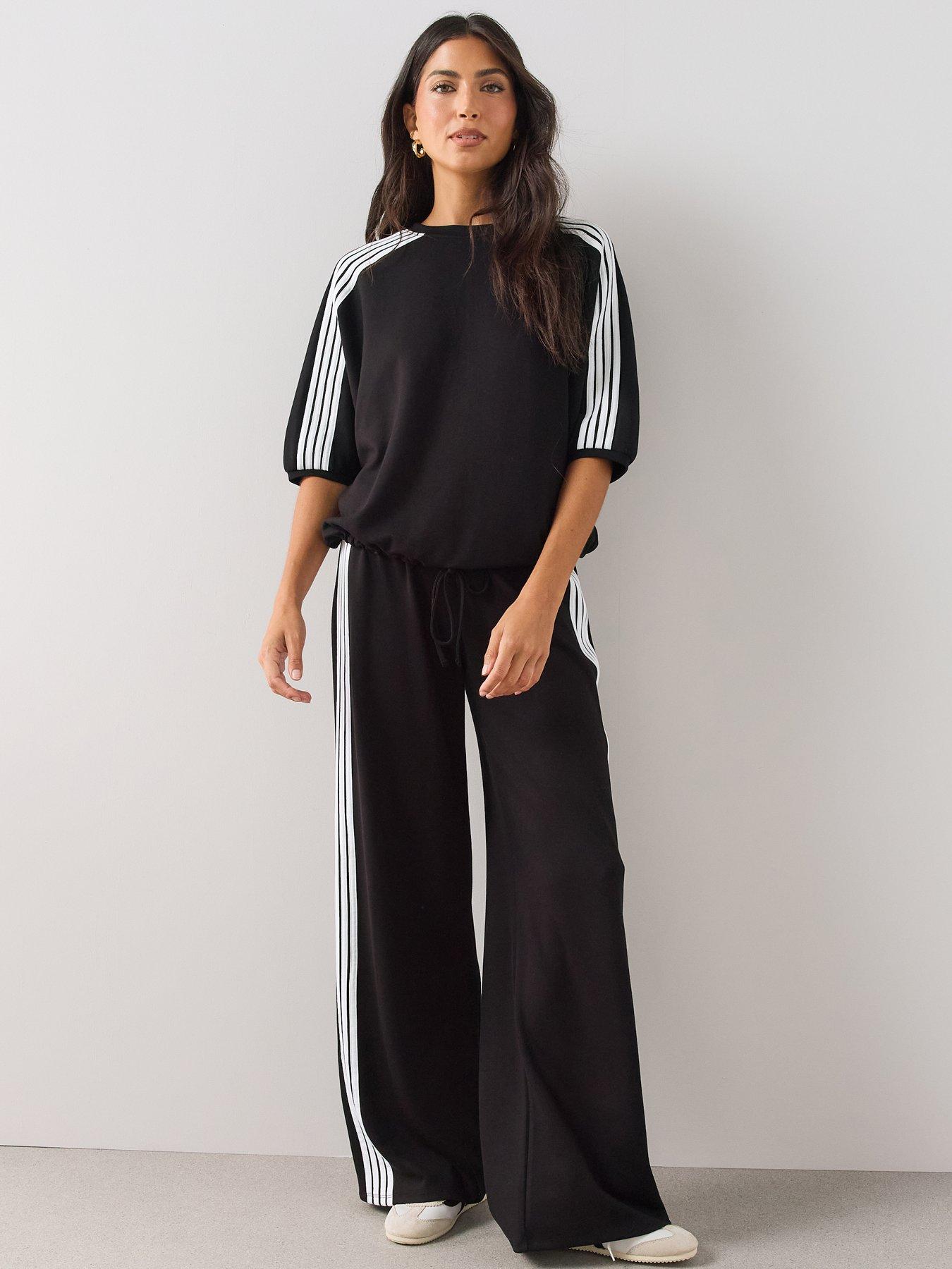 The Very Collection Side Stripe Loose Fit Top Co ord - Black