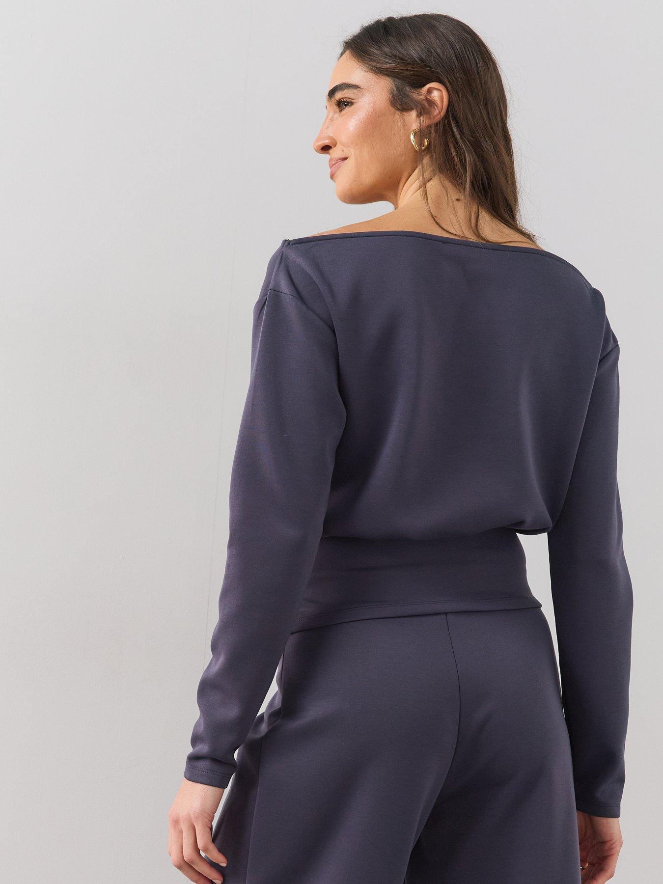 Image 2 of 6 of The Very Collection Womens Banded Hem Co-Ord Boat Neck Top - Grey