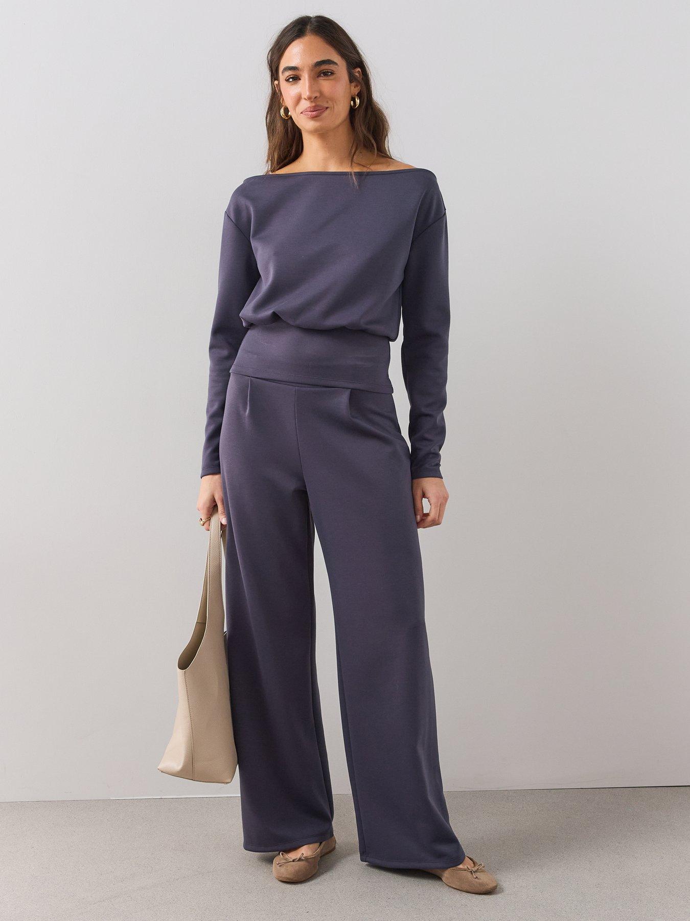 Image 3 of 6 of The Very Collection Womens Banded Hem Co-Ord Boat Neck Top - Grey