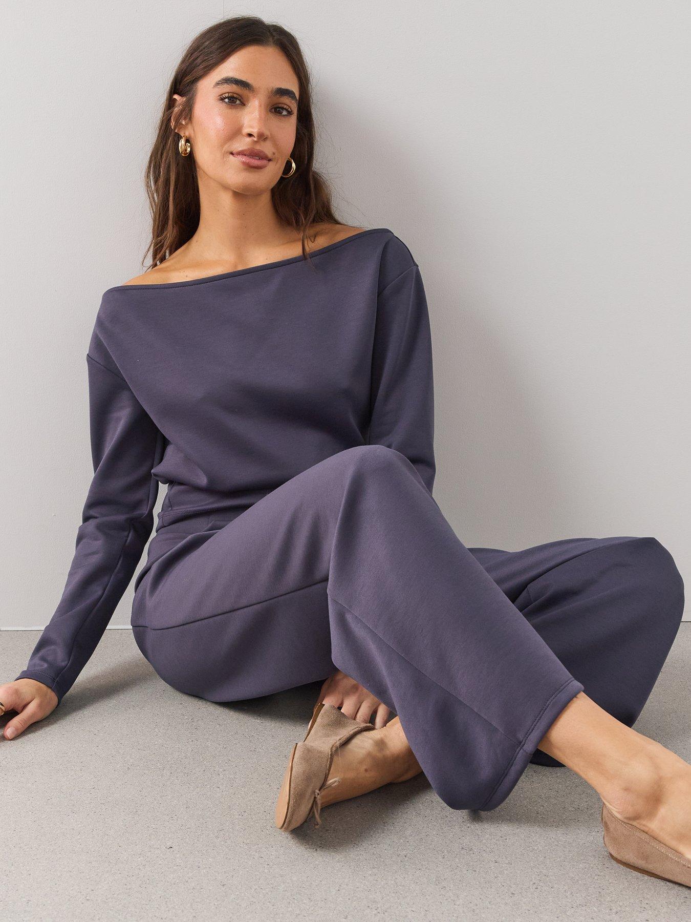 Image 4 of 6 of The Very Collection Womens Banded Hem Co-Ord Boat Neck Top - Grey