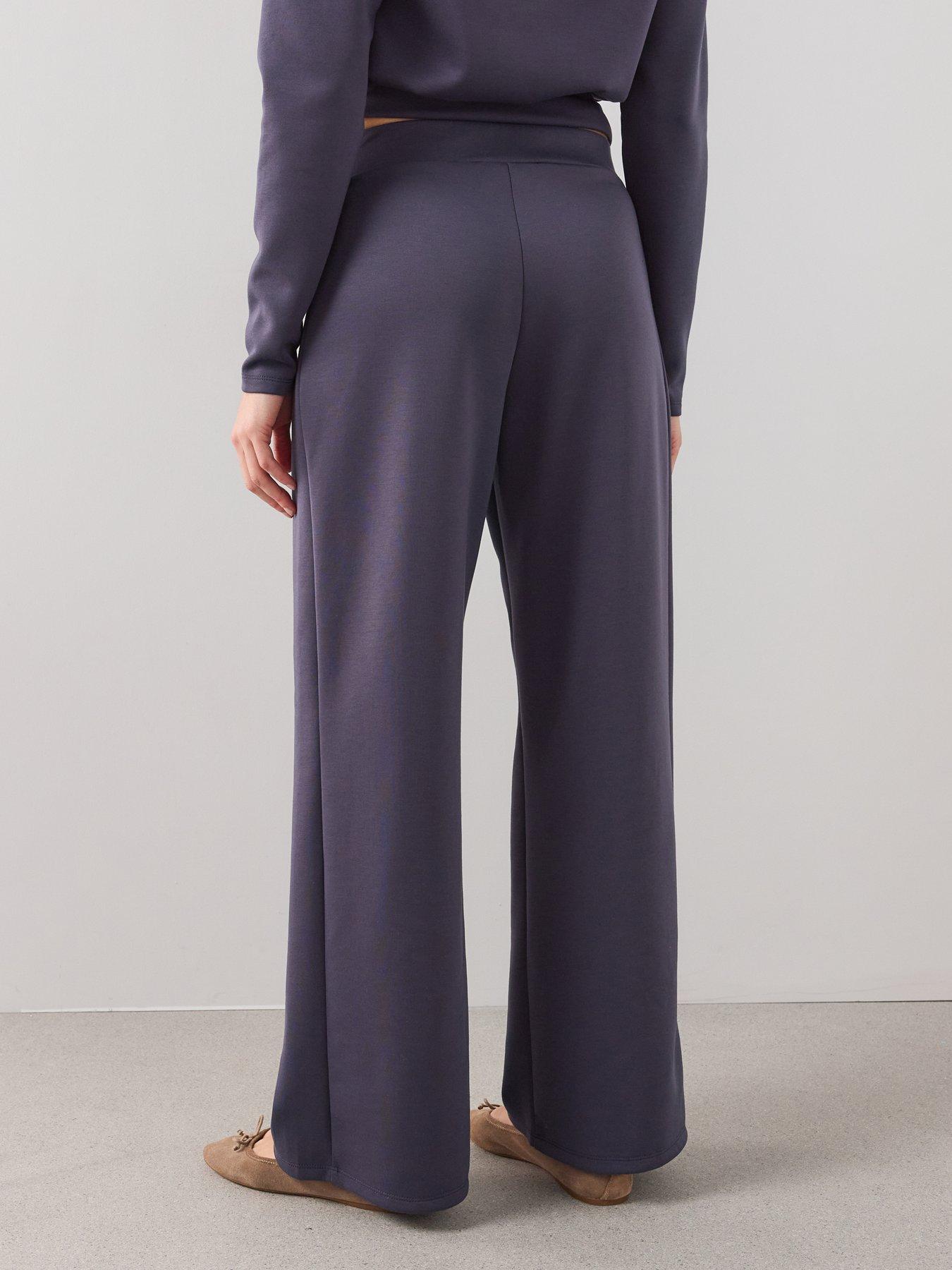 Image 2 of 6 of The Very Collection Womens Jersey Wide Leg Elasticated Waist Co-Ord Trousers - Grey