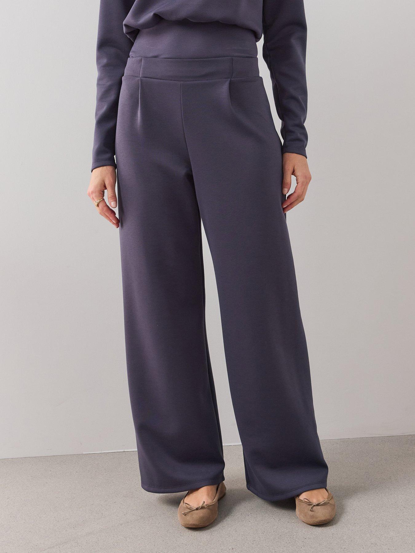 Image 5 of 6 of The Very Collection Womens Jersey Wide Leg Elasticated Waist Co-Ord Trousers - Grey