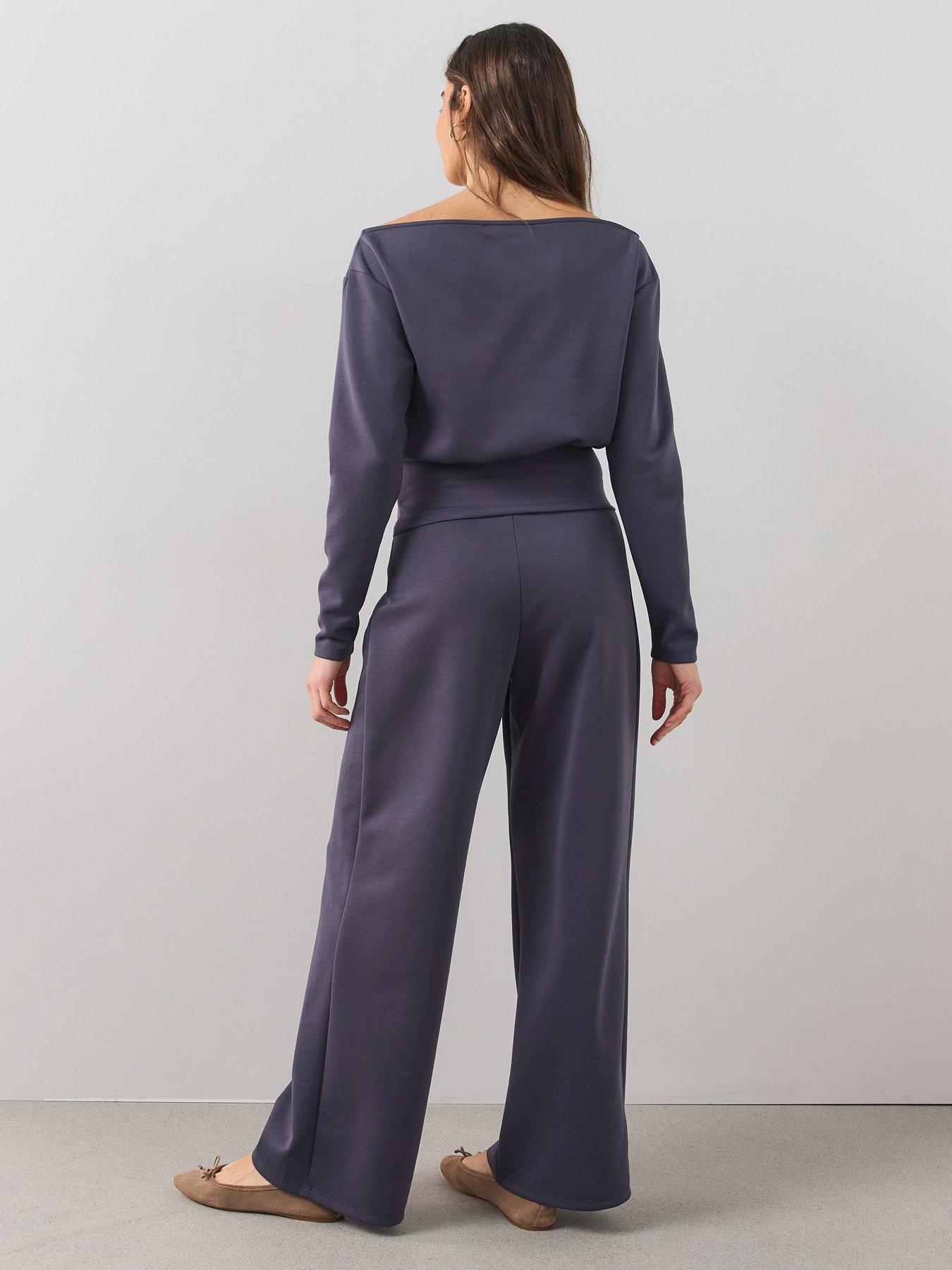 Image 6 of 6 of The Very Collection Womens Jersey Wide Leg Elasticated Waist Co-Ord Trousers - Grey