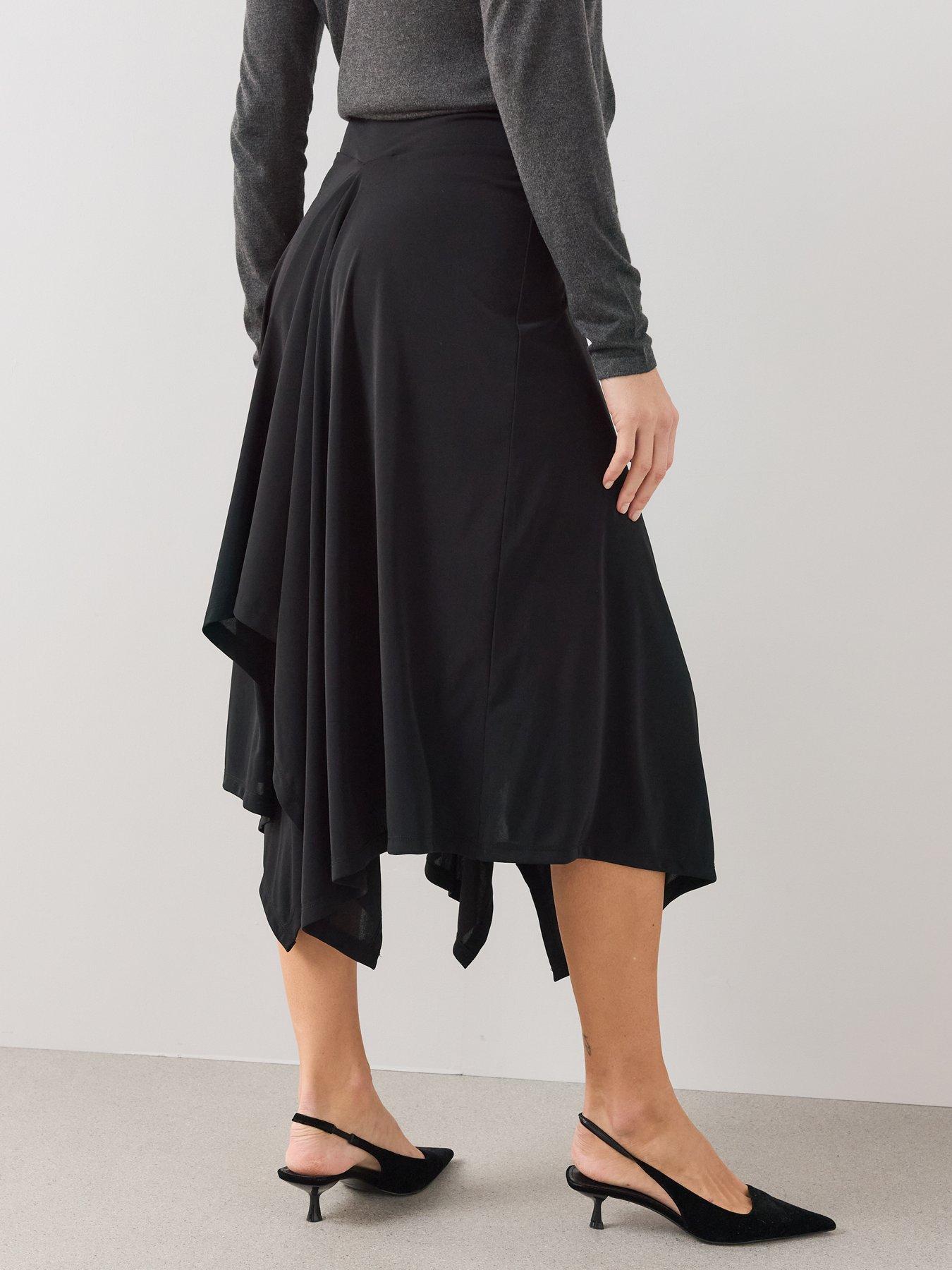 Image 2 of 6 of The Very Collection Hanky Hem Midaxi Skirt - Black
