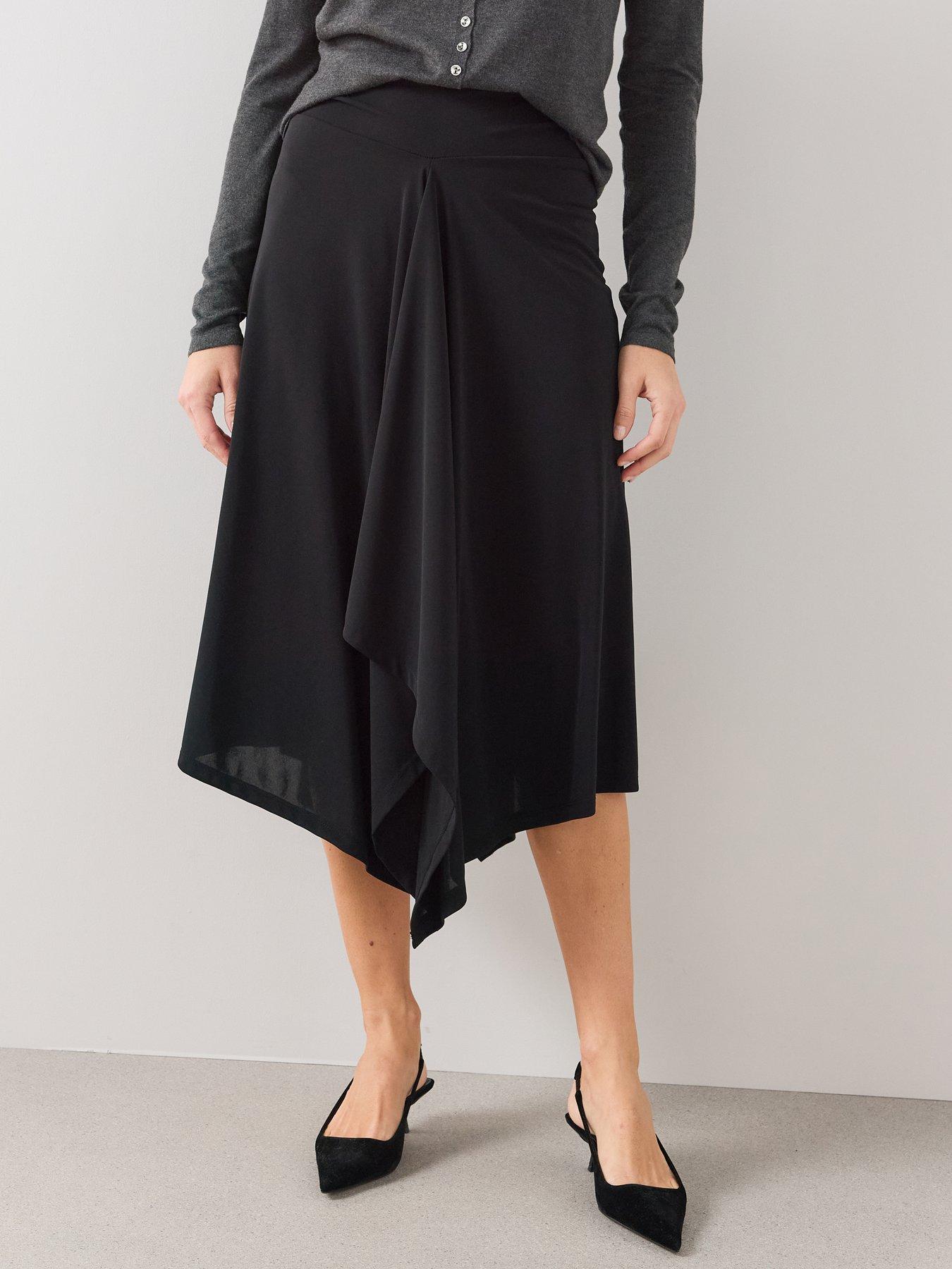 Image 4 of 6 of The Very Collection Hanky Hem Midaxi Skirt - Black