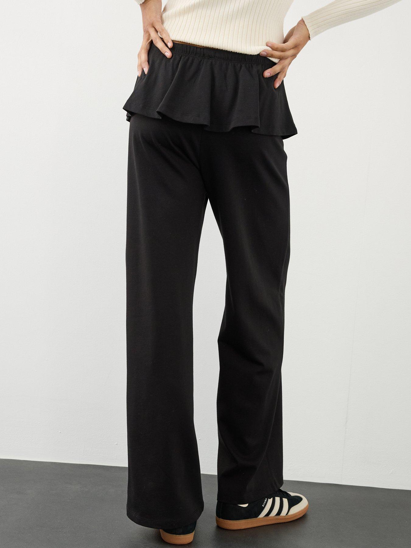 Image 2 of 6 of The Very Collection Frill Wide Leg Trouser&nbsp;- Black