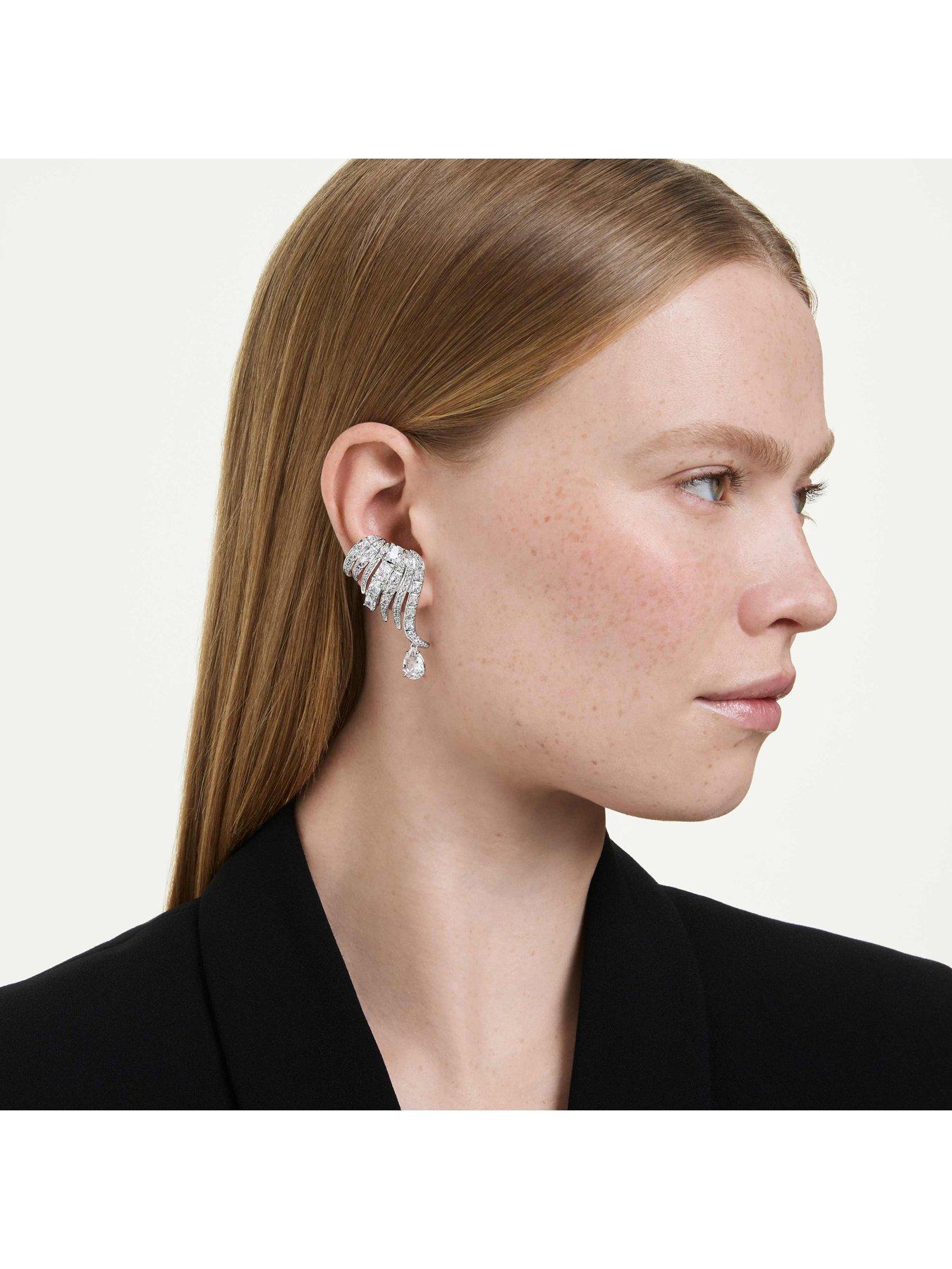 Image 5 of 5 of Swarovski Vienna Clip Earrings - Silver