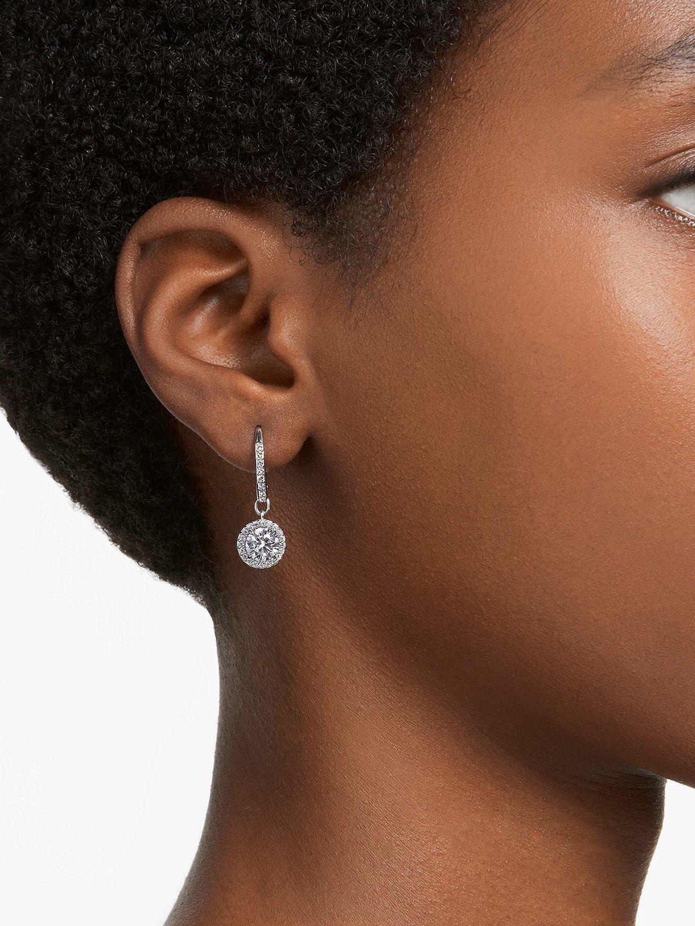 Swarovski Women's Silver Constella Dropper Hoop Earrings 5636270 - Image 9