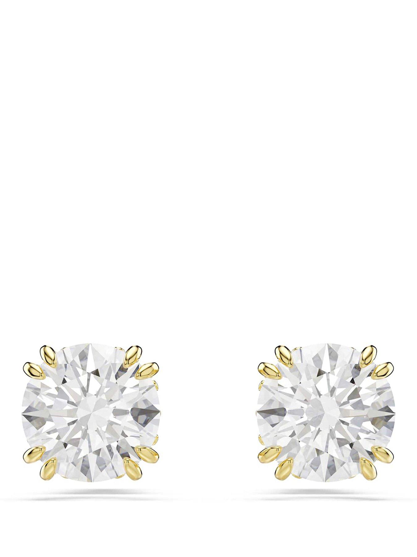 Swarovski Women's White Constella Round Cut Stud Earrings In Rhodium Plated - Image 12