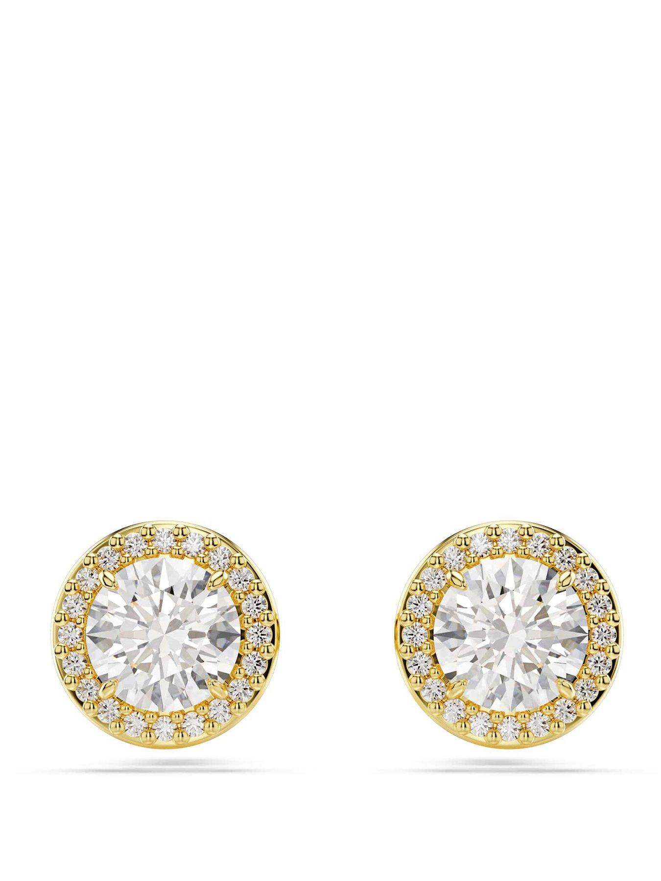 Swarovski Gold/Golden Earrings Una Angelic Round Stud Earrings - Image 9