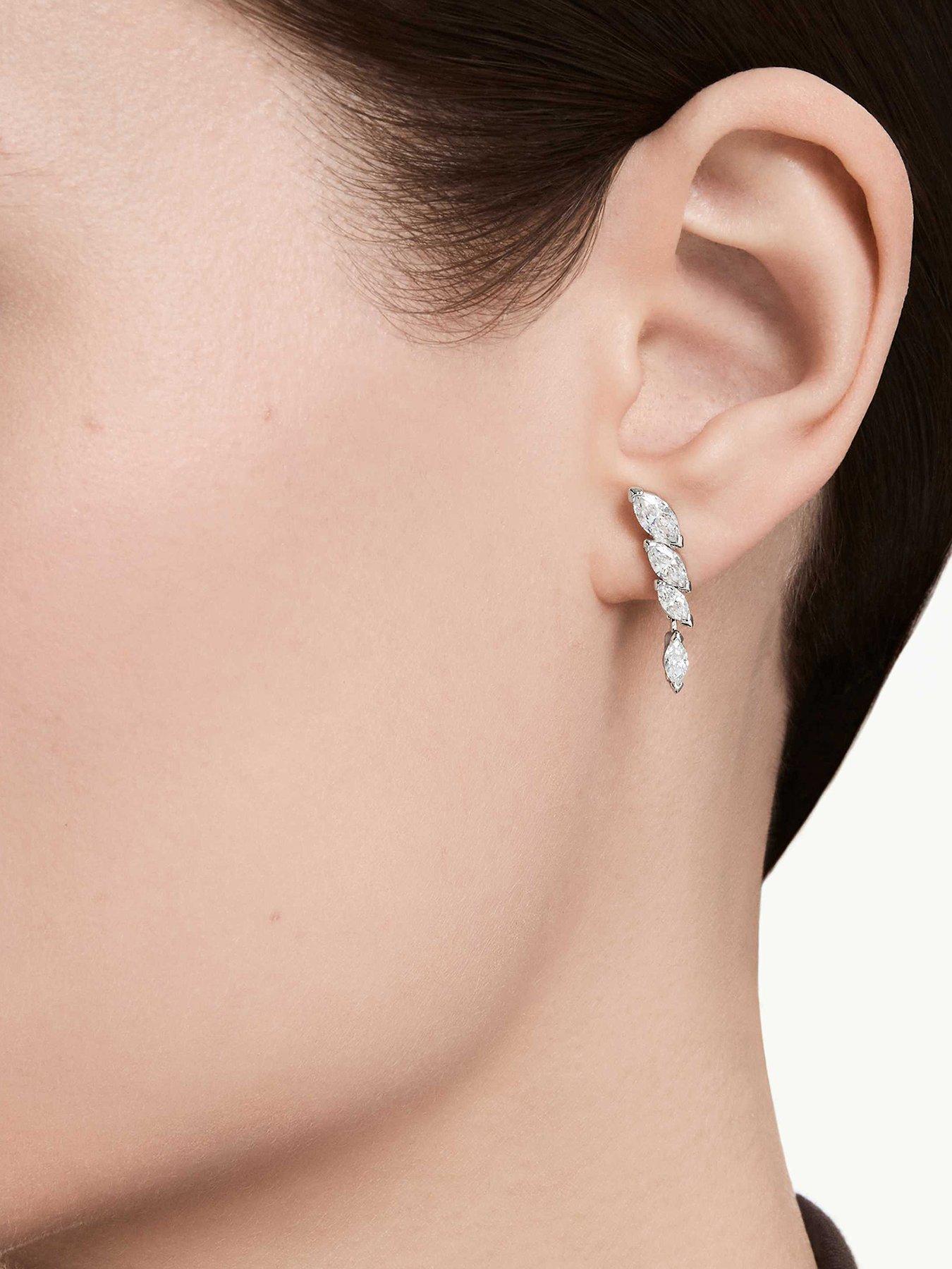 Swarovski Mesmera Silver White Marquise Cut Drop Earrings - Image 4