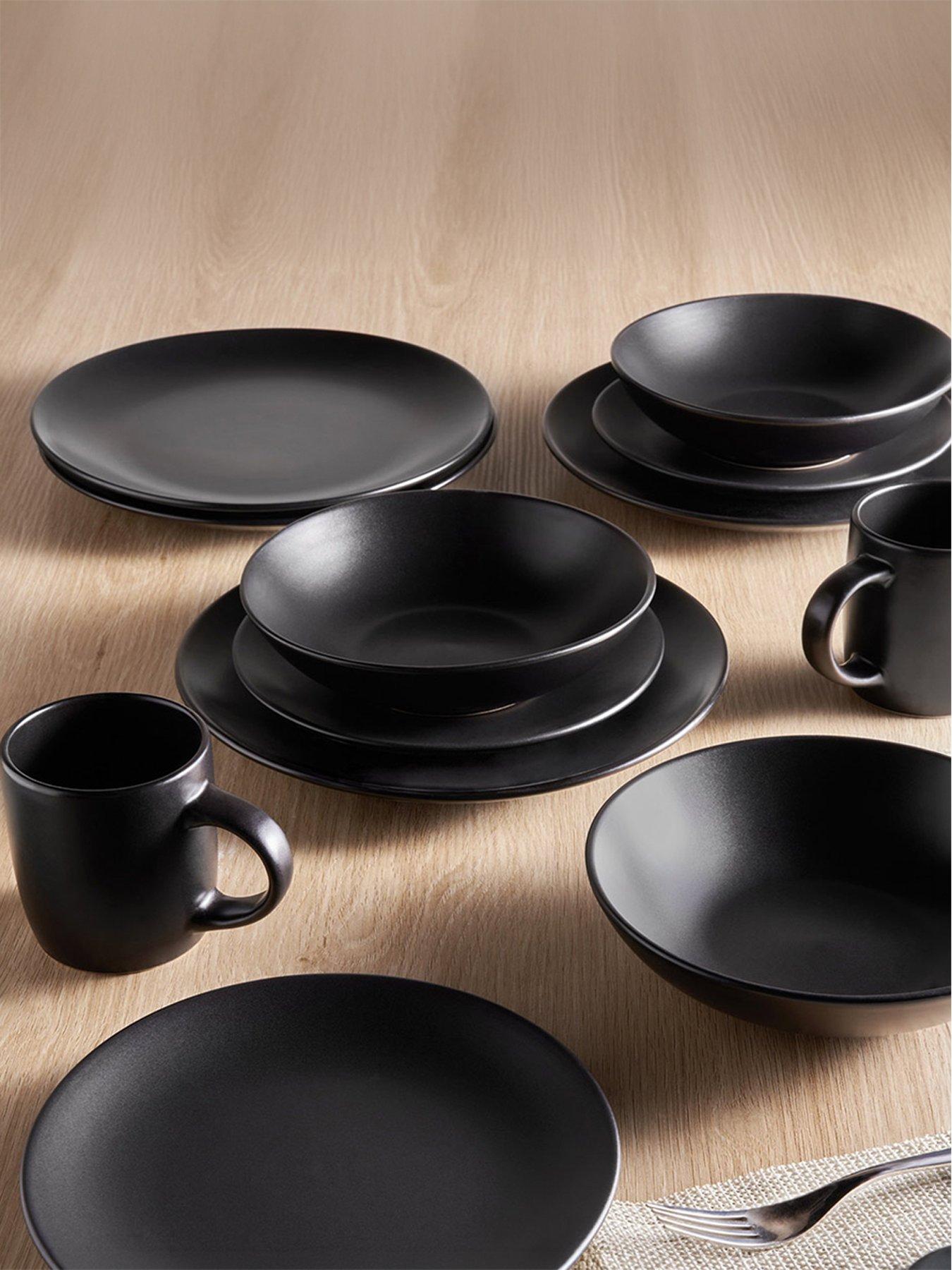 Image 1 of 6 of Vonshef Matte Black Dinner Set - 16pc