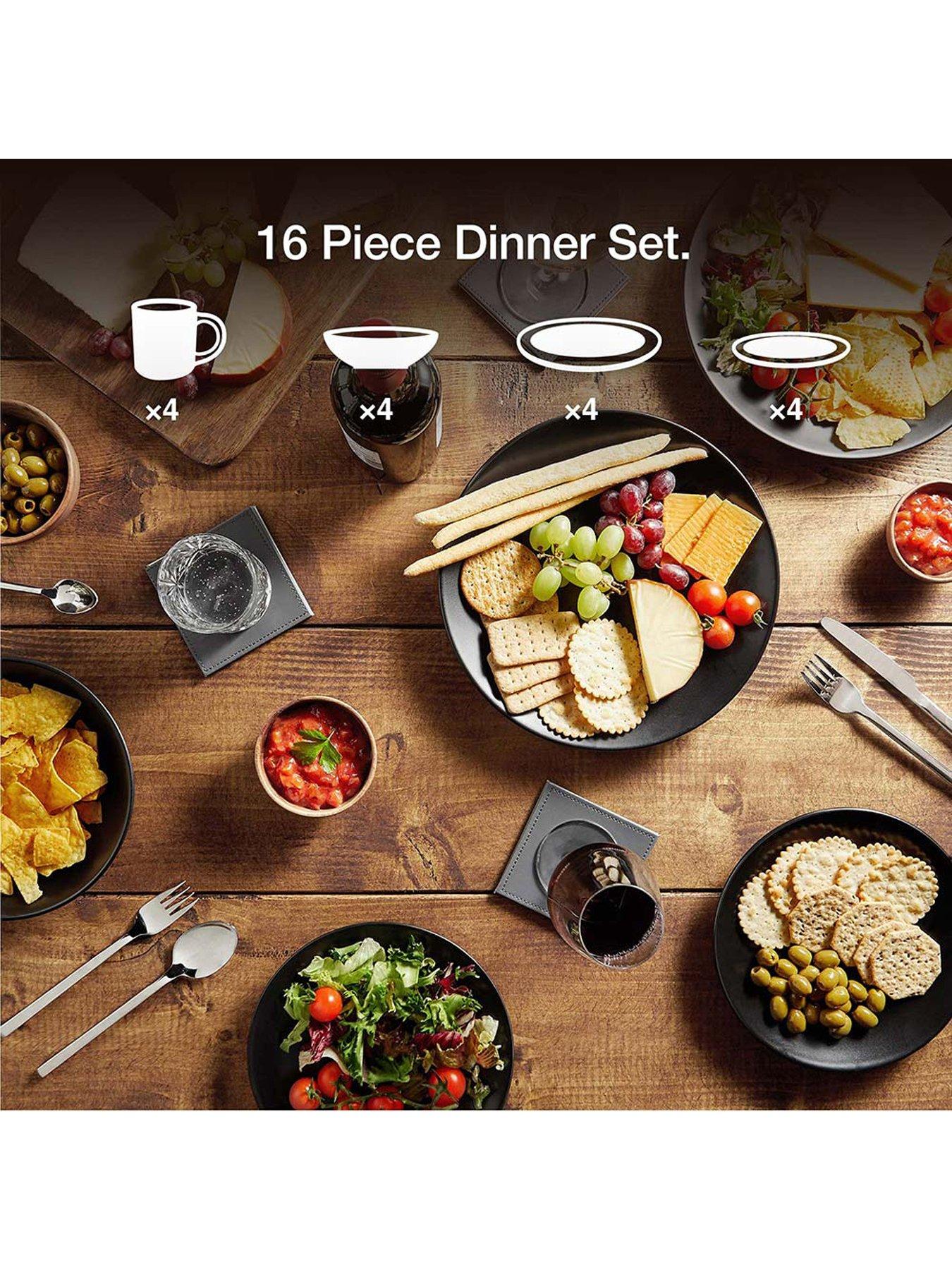 Image 4 of 6 of Vonshef Matte Black Dinner Set - 16pc
