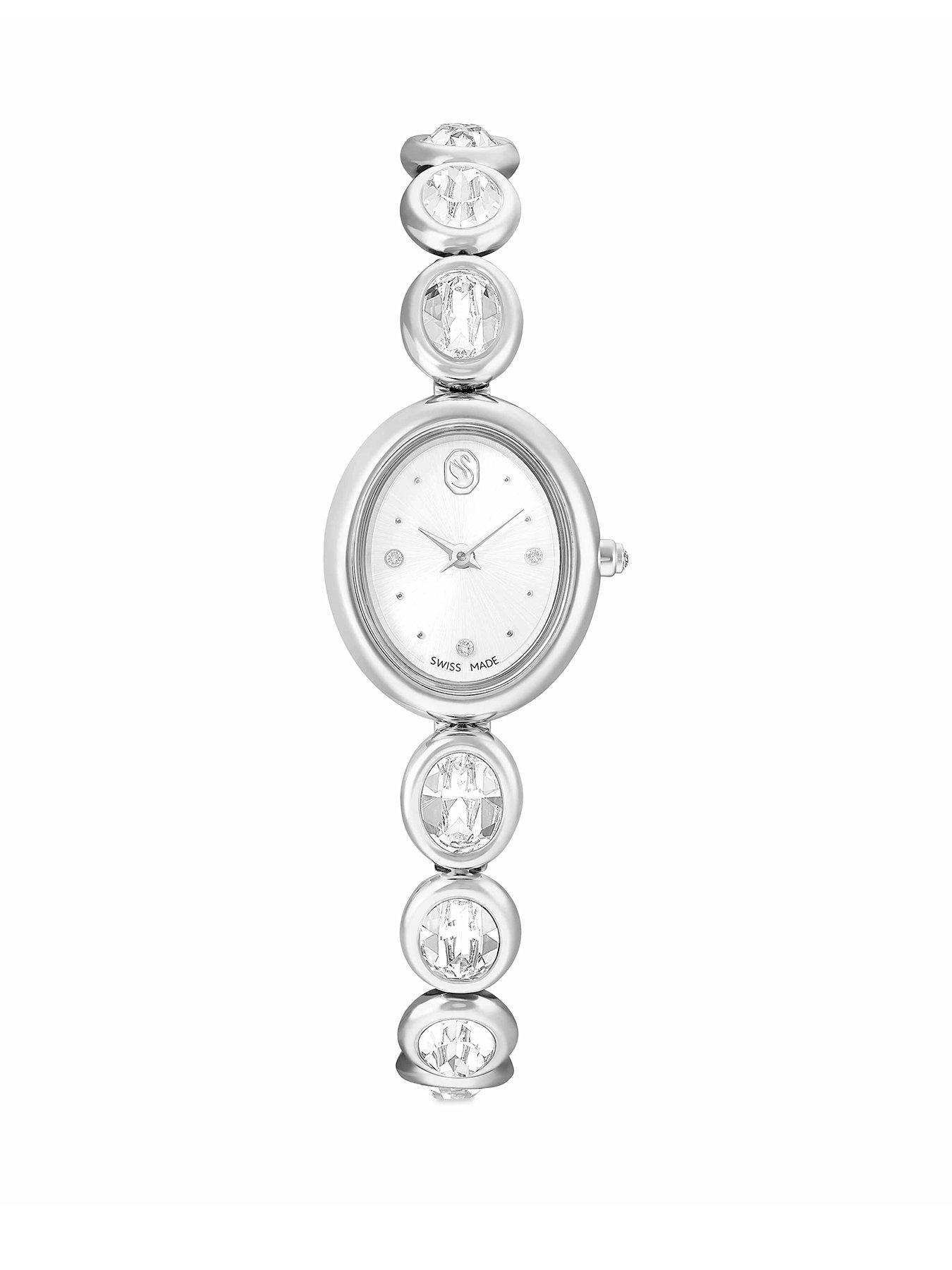 Swarovski Imber Oval Watch Swiss Made Metal Bracelet Silver Tone Stainless Steel - Image 4