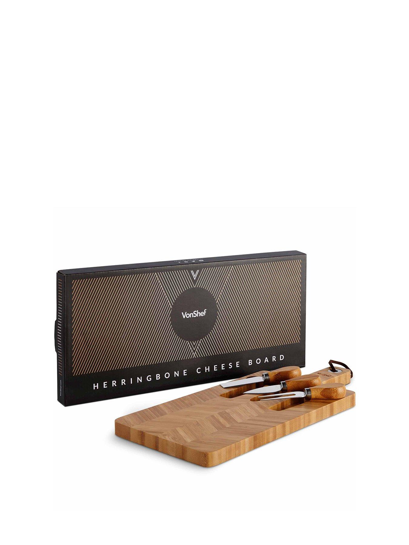 Image 2 of 7 of Vonshef Herringbone Cheese Board Set