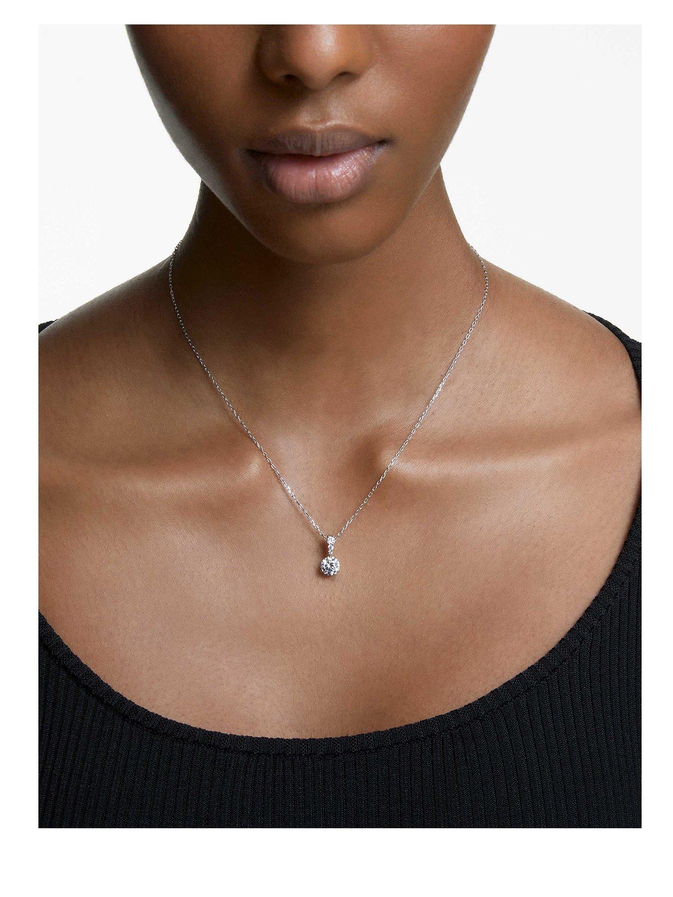 Swarovski Women's Silver Solitaire White Crystal Pendant 5472635 In 38Cm - Image 7
