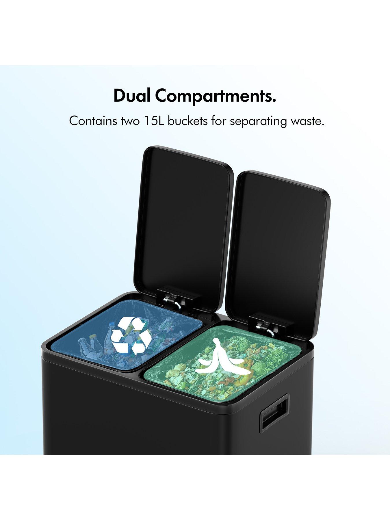 Image 4 of 7 of Vonshef 30l Matte Black Double Bin