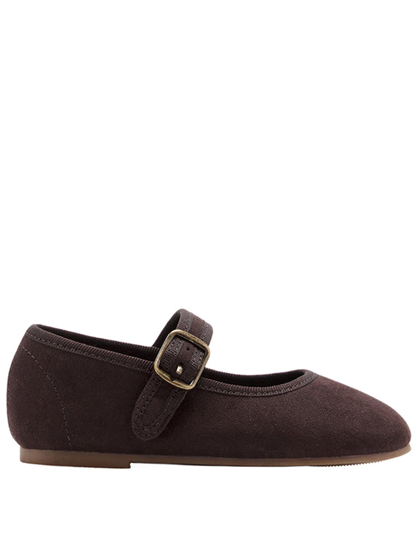 Mango Younger Girls Suede Effect Ballerina Shoes - Brown