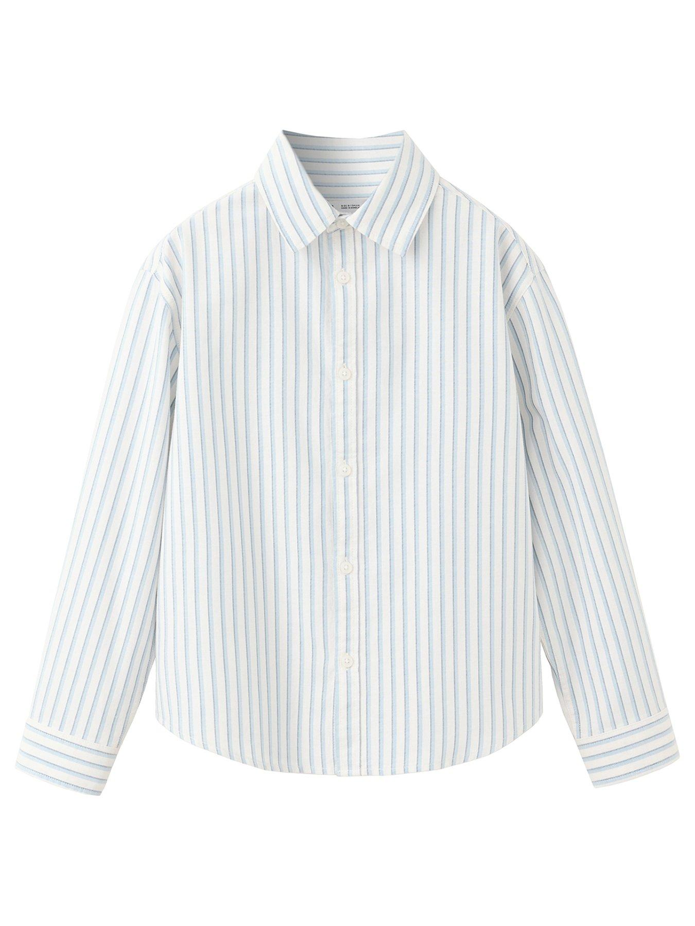 Image 1 of 4 of Mango Boys Stripe Long Sleeve Shirt - Blue