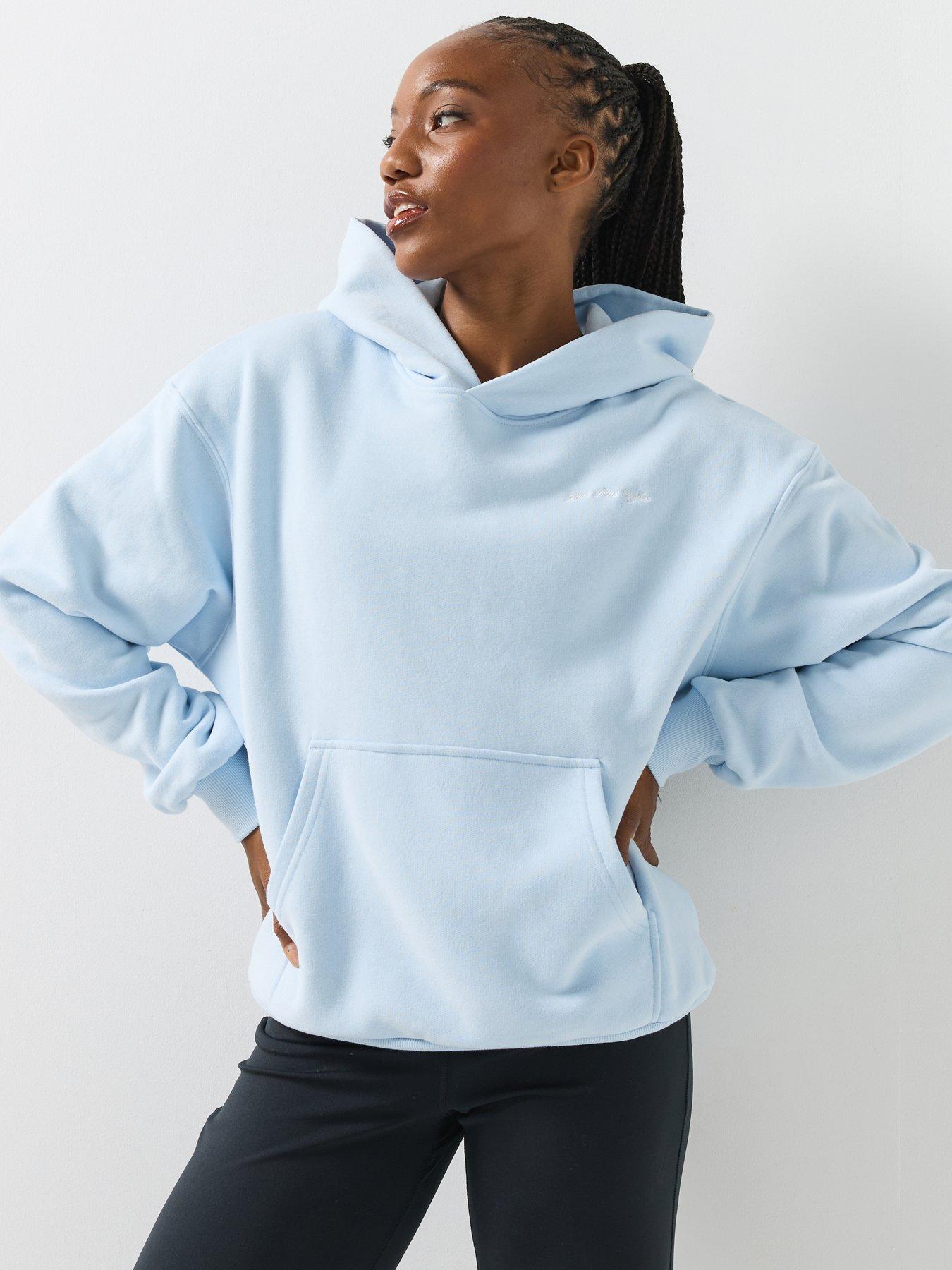 Image 1 of 6 of Gym + Coffee Womens Daily Relaxed Fit Hooded Hoodie - Blue