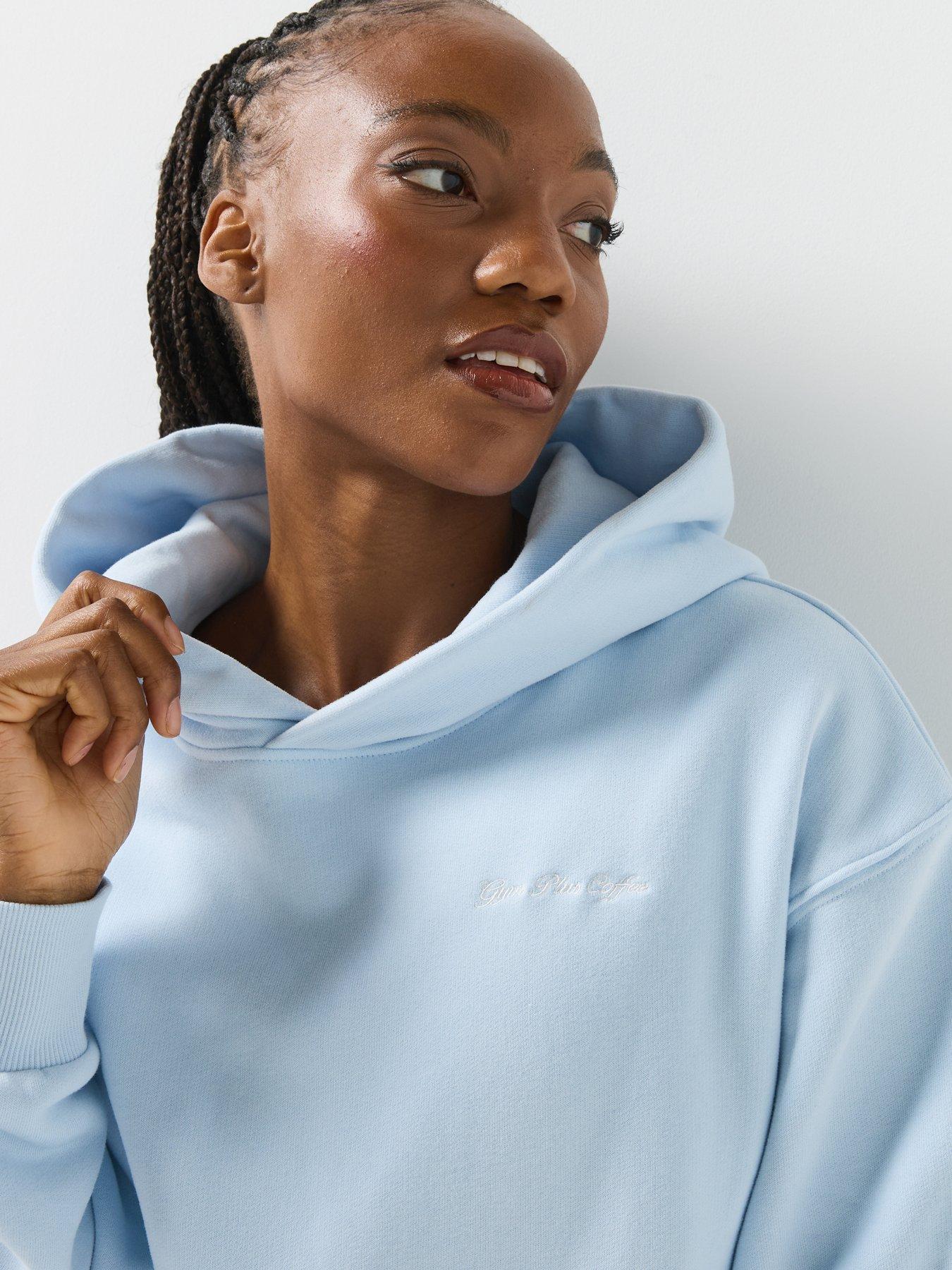 Image 4 of 6 of Gym + Coffee Womens Daily Relaxed Fit Hooded Hoodie - Blue