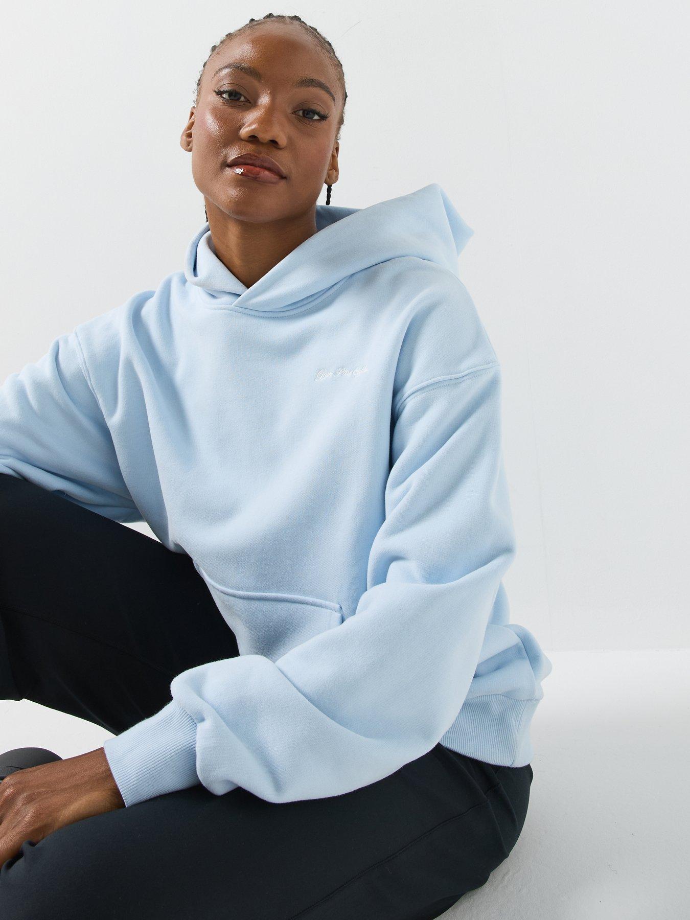 Image 6 of 6 of Gym + Coffee Womens Daily Relaxed Fit Hooded Hoodie - Blue