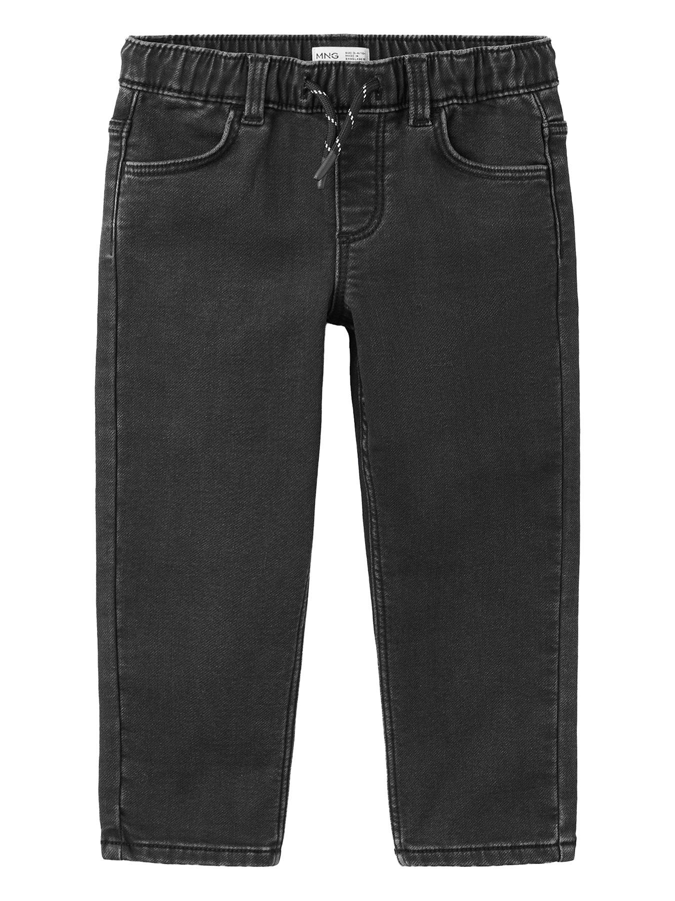 Image 1 of 4 of Mango Younger Boys Comfy Drawstring Jeans - Black