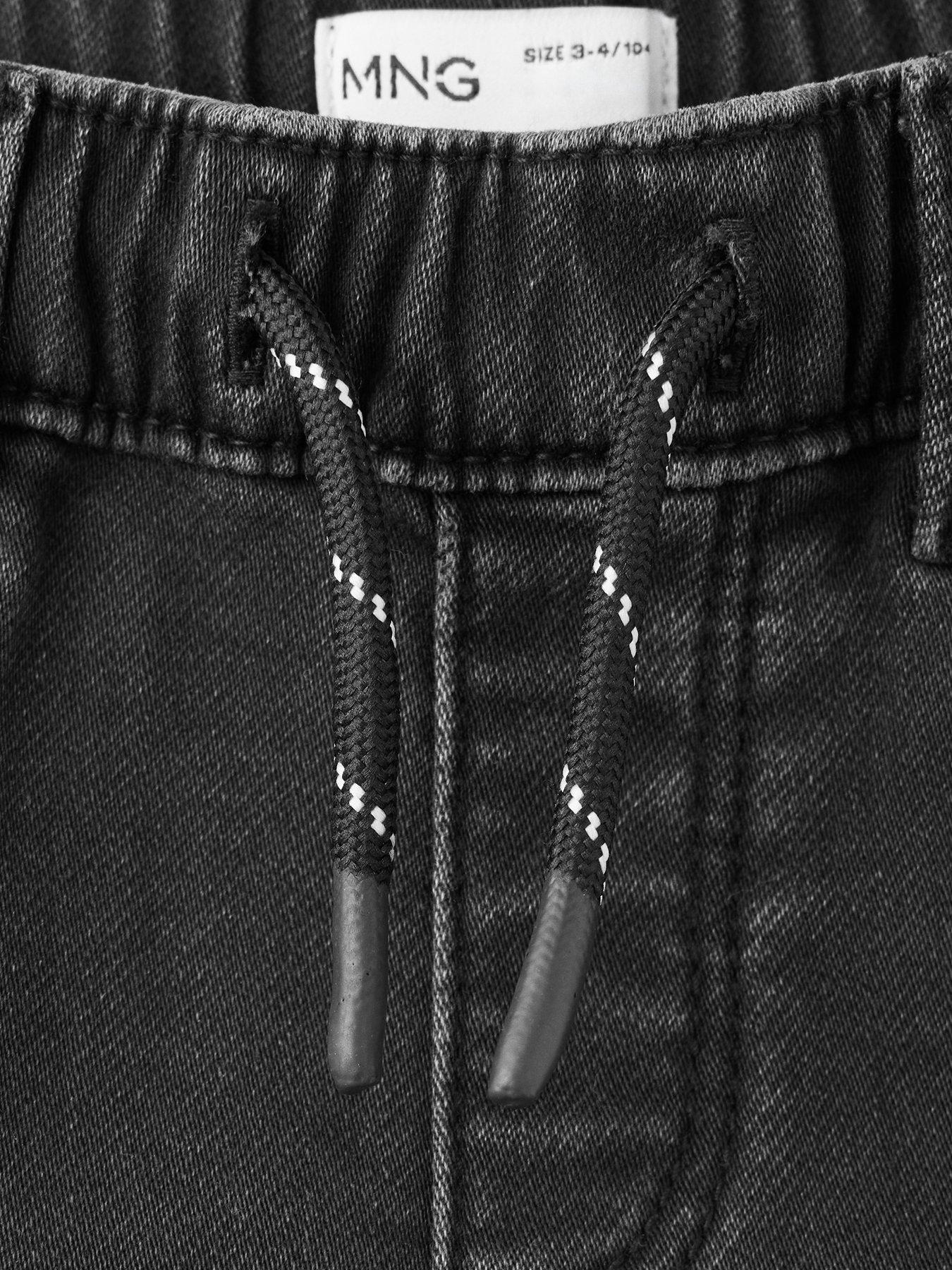Image 4 of 4 of Mango Younger Boys Comfy Drawstring Jeans - Black