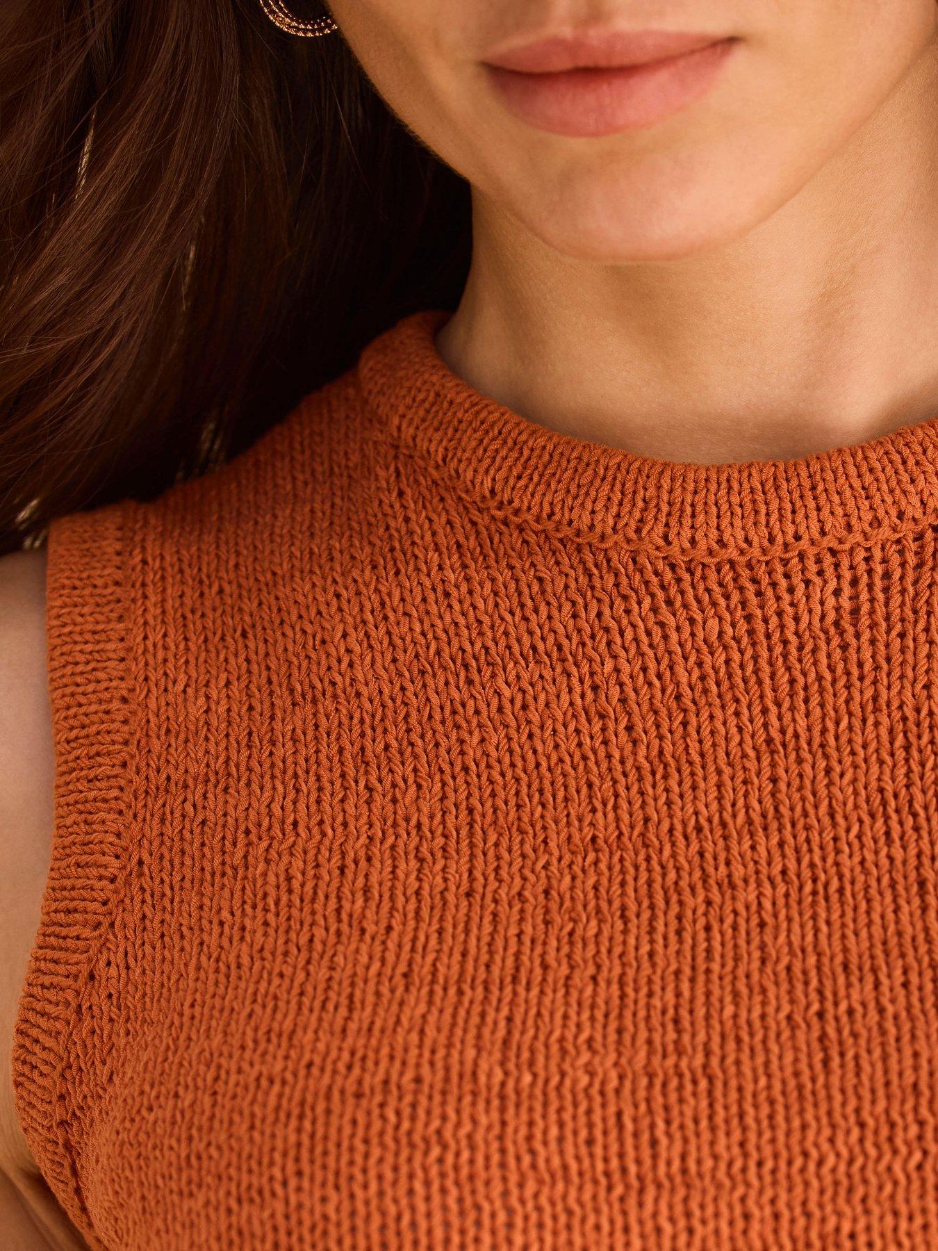 Image 4 of 6 of Mint Velvet Sleeveless Knit Top - Orange