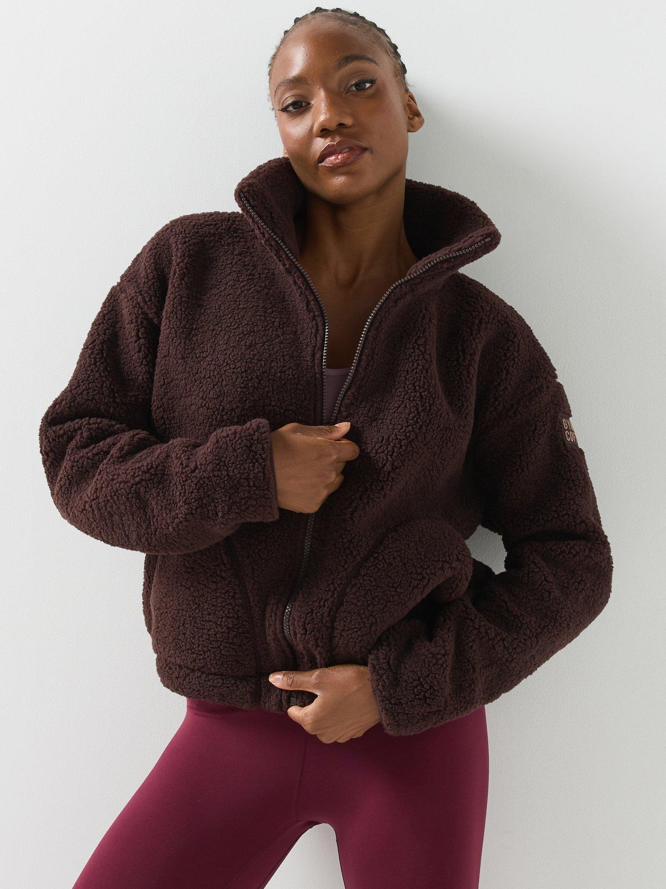 Image 1 of 6 of Gym + Coffee Womens Industry Fleece Half Zip Sports Top - Brown