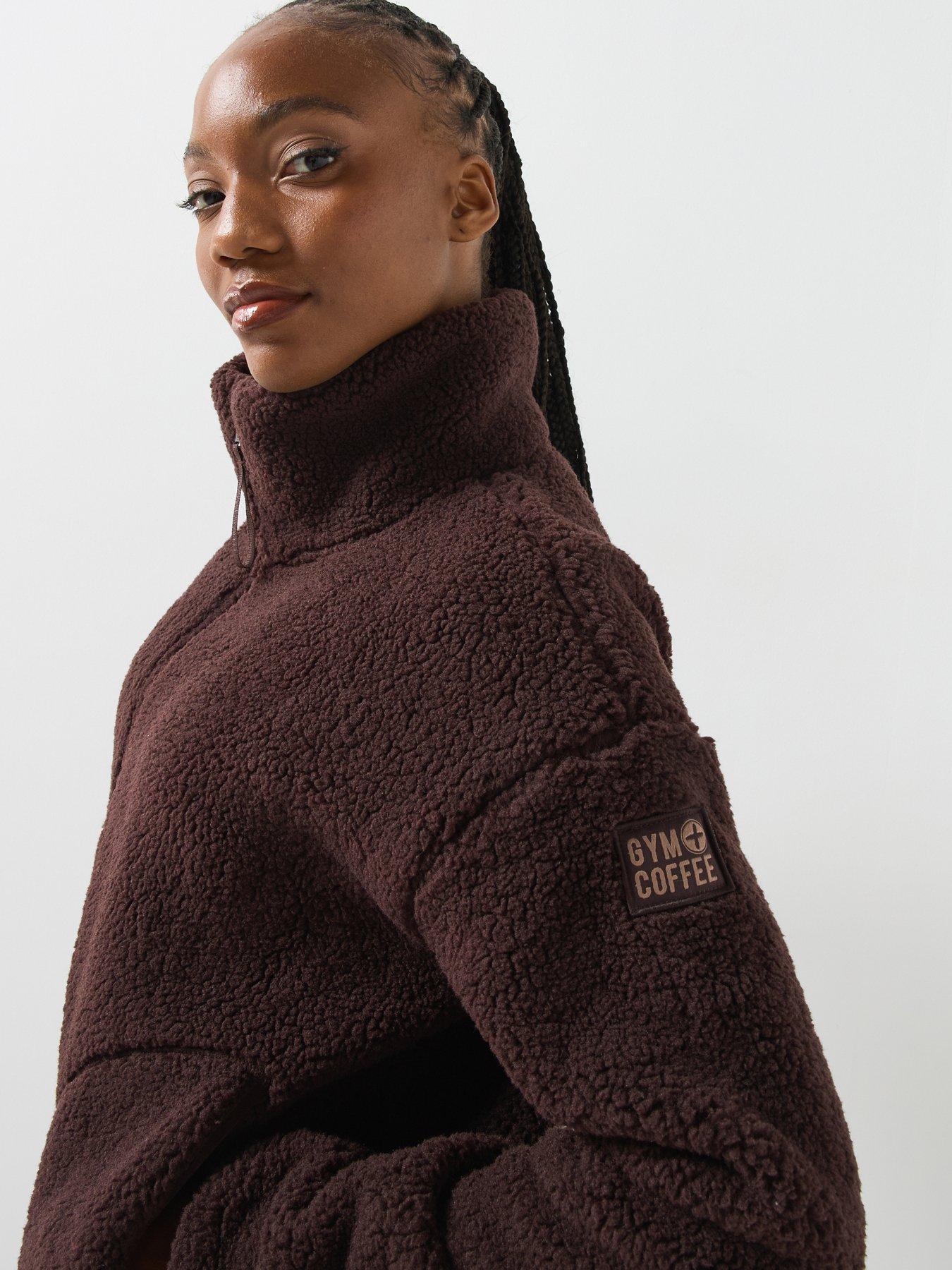 Image 5 of 6 of Gym + Coffee Womens Industry Fleece Half Zip Sports Top - Brown