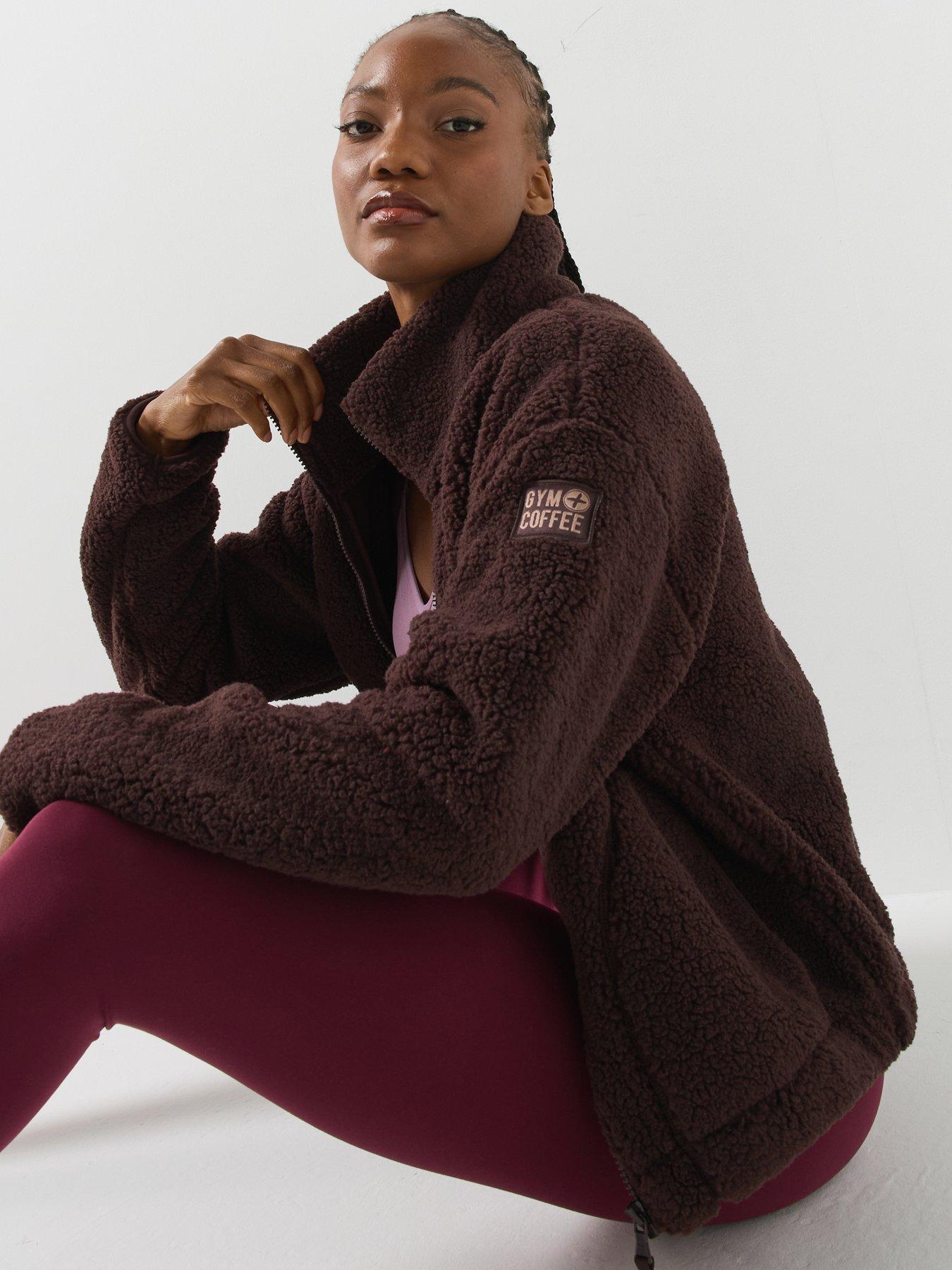 Image 6 of 6 of Gym + Coffee Womens Industry Fleece Half Zip Sports Top - Brown