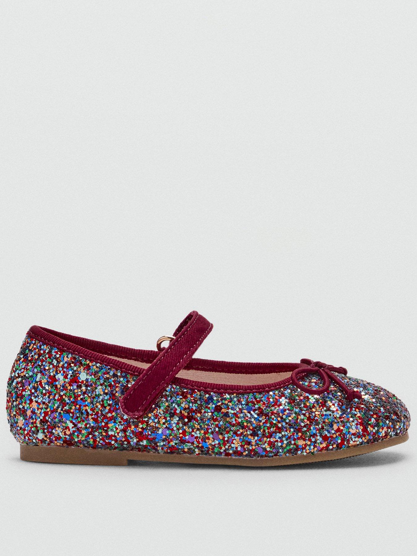 Image 1 of 6 of Mango Younger Girls Sequin Ballet Shoes - Red