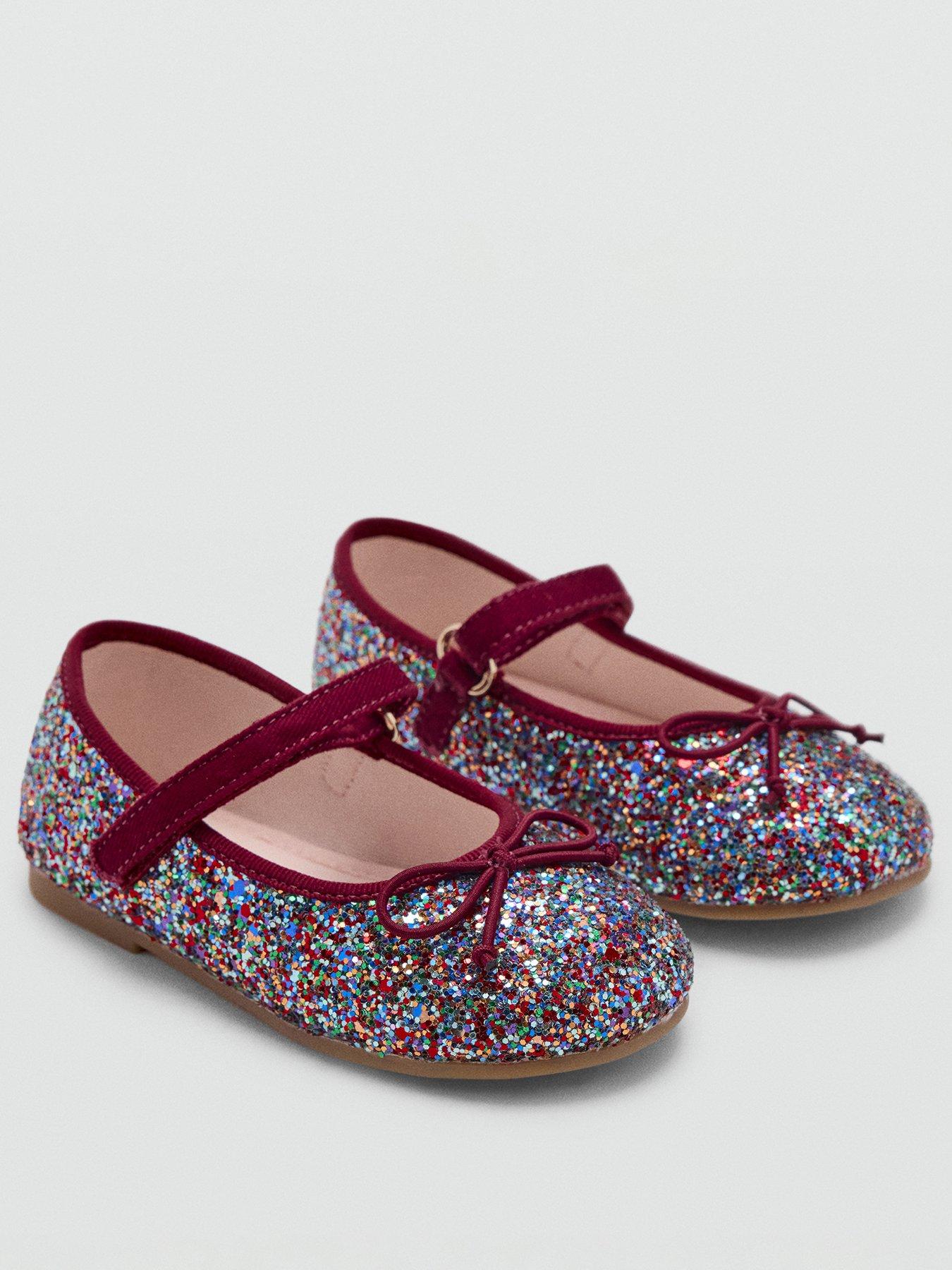 Image 2 of 6 of Mango Younger Girls Sequin Ballet Shoes - Red