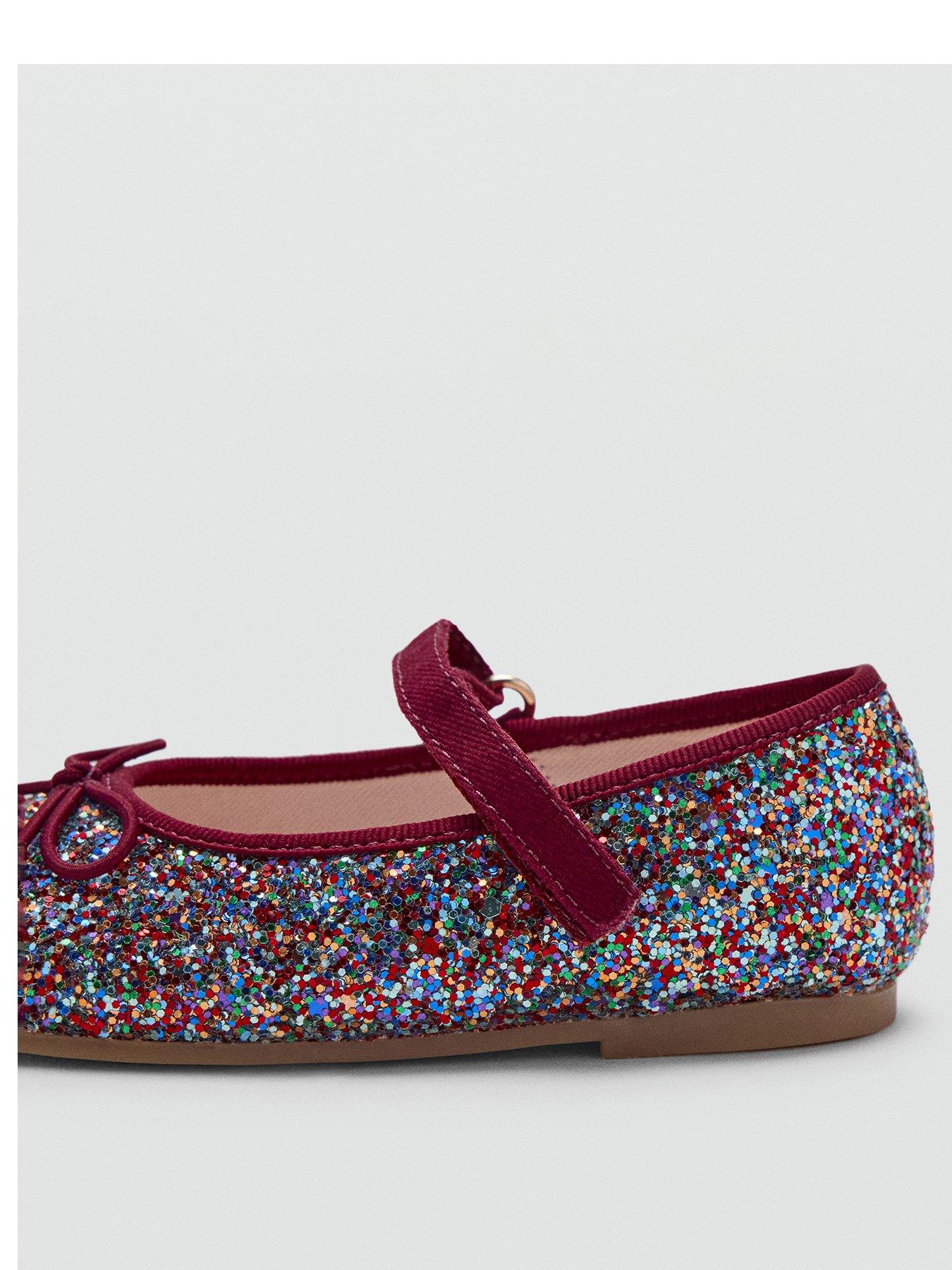 Image 3 of 6 of Mango Younger Girls Sequin Ballet Shoes - Red