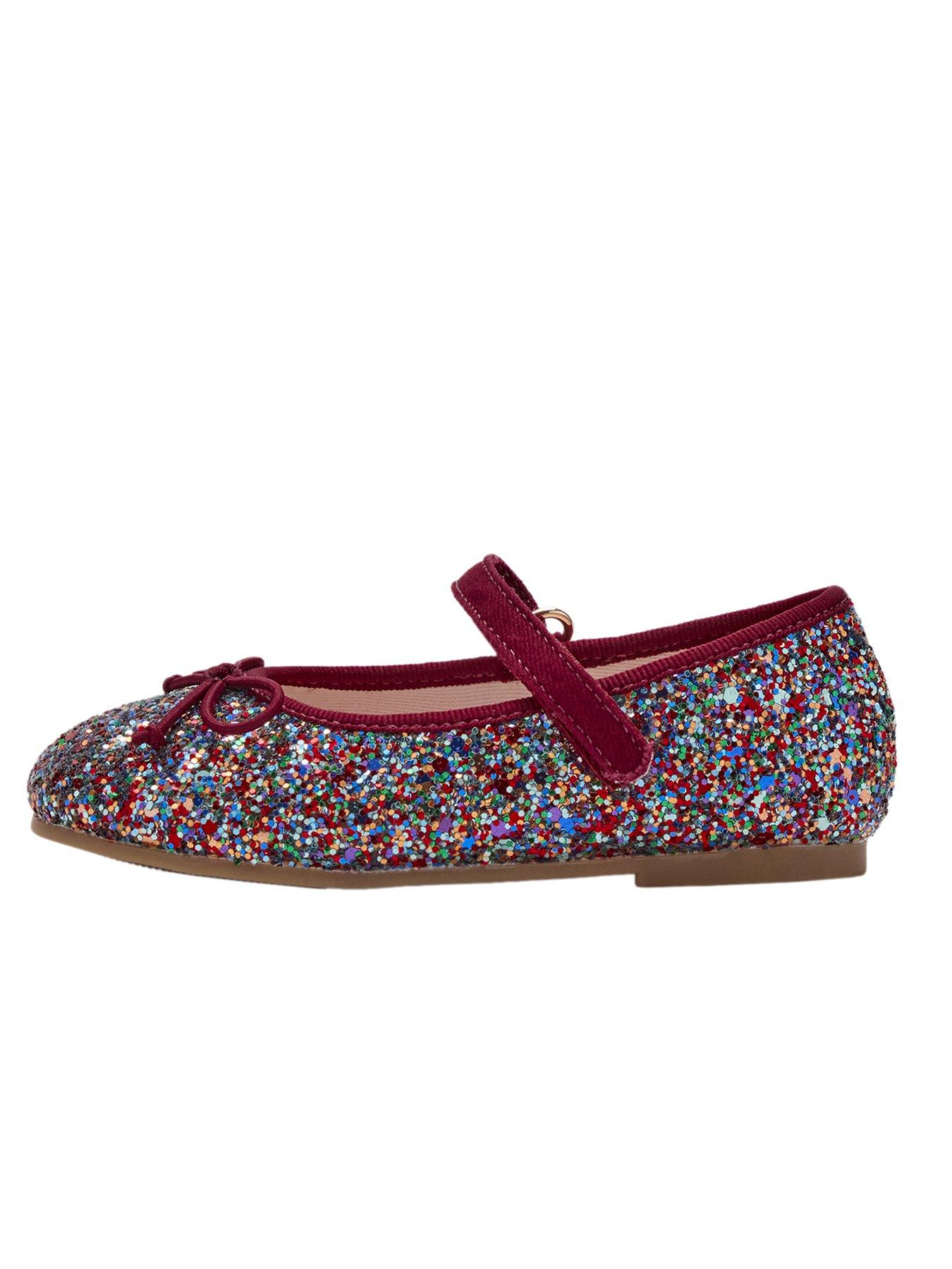 Image 5 of 6 of Mango Younger Girls Sequin Ballet Shoes - Red