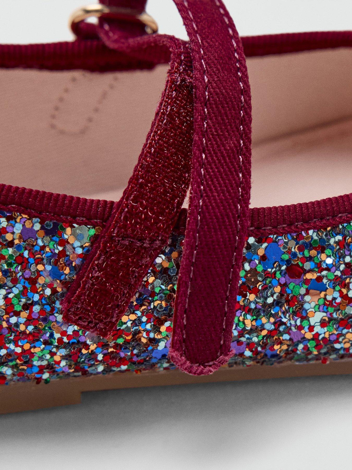 Image 6 of 6 of Mango Younger Girls Sequin Ballet Shoes - Red