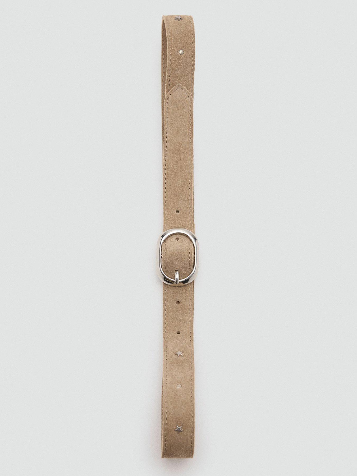Image 3 of 4 of Mango Girls Star Leather Belt - Beige