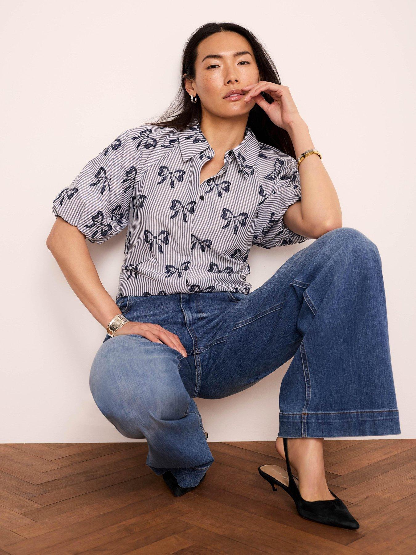 Mint Velvet Blue Stripe Jacquard Shirt