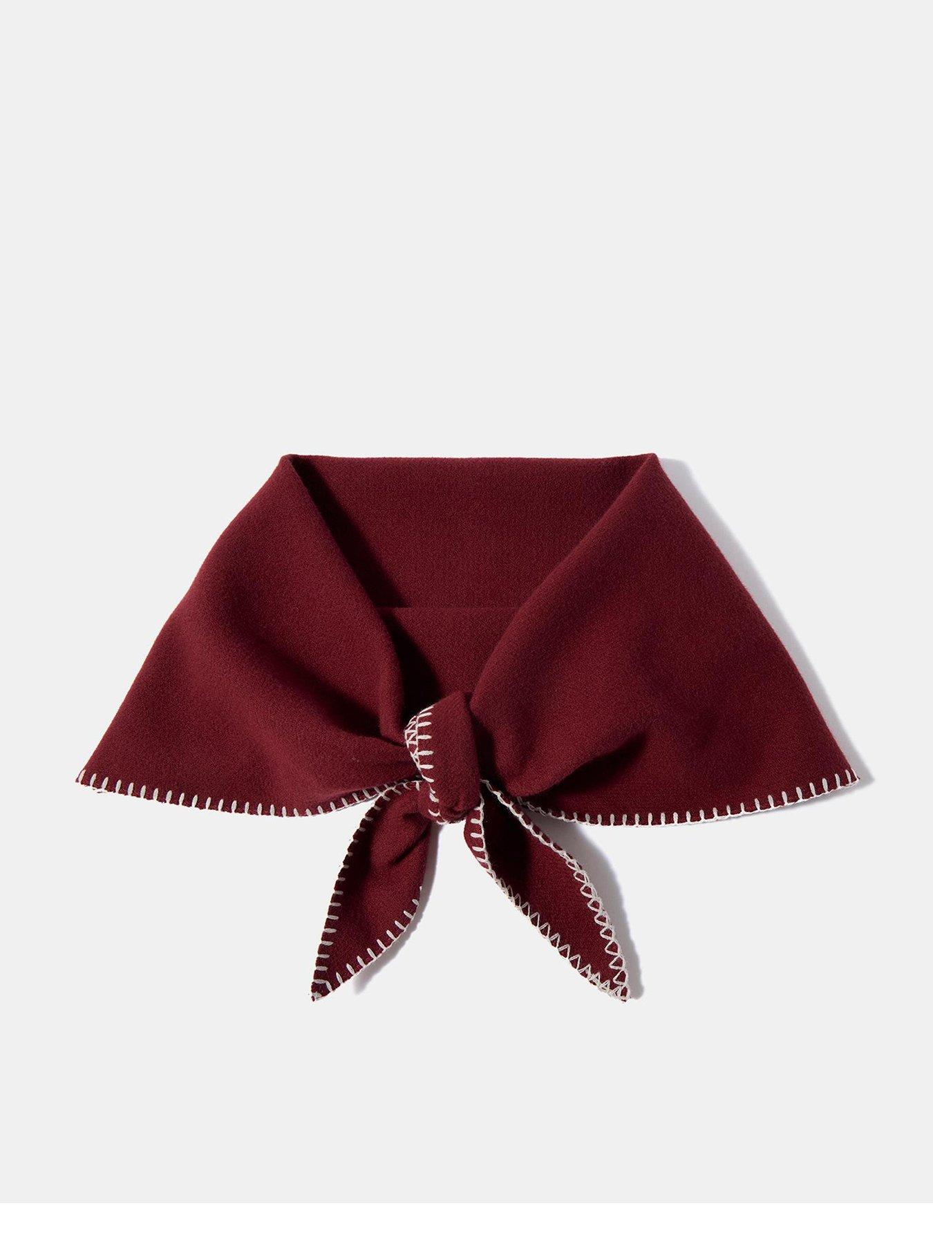 Image 1 of 2 of Mint Velvet Cherry Blanket Stitch Scarf - Red
