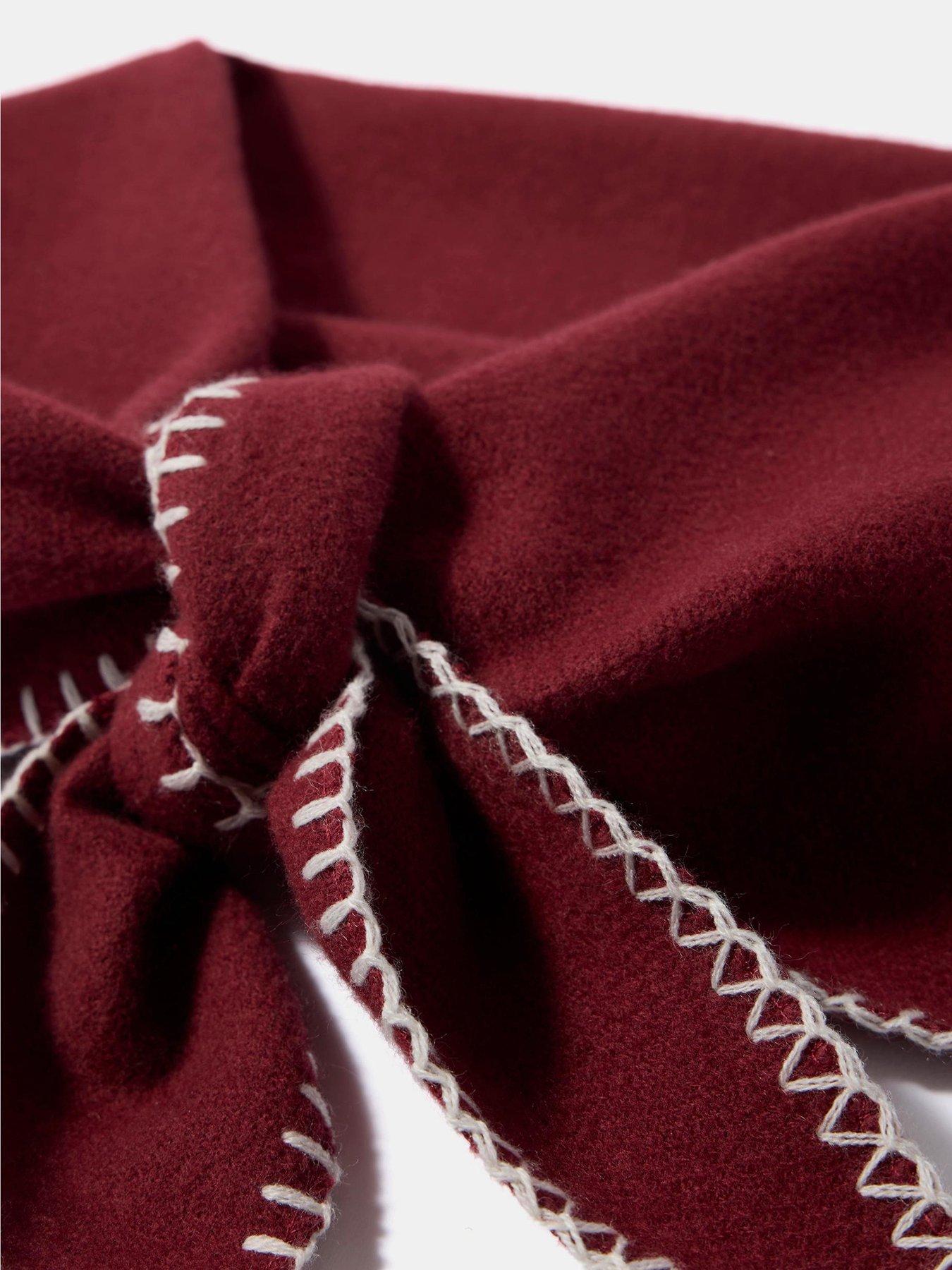 Image 2 of 2 of Mint Velvet Cherry Blanket Stitch Scarf - Red