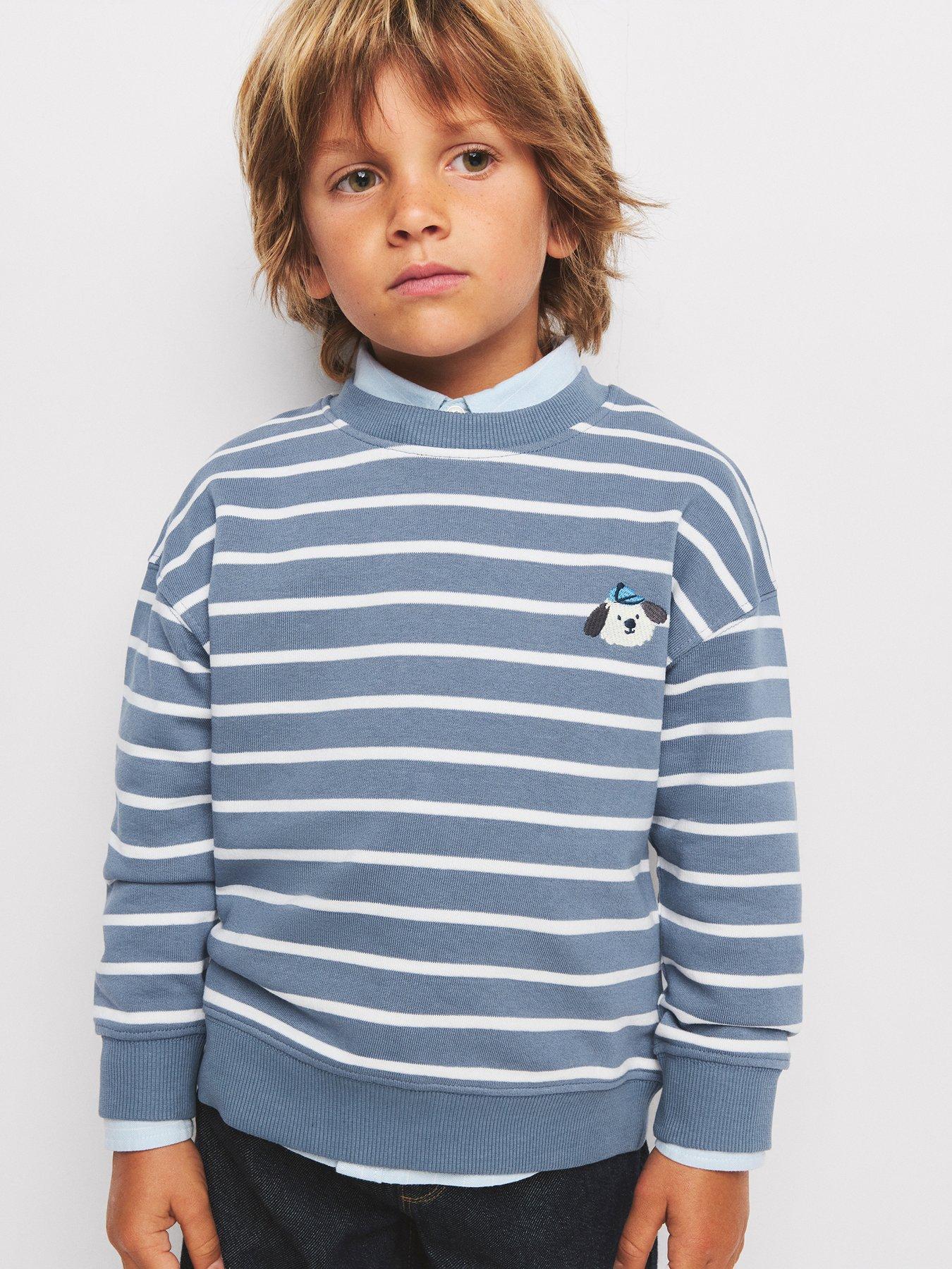 Mango Younger Boys Dog Stripe Sweatshirt - Blue