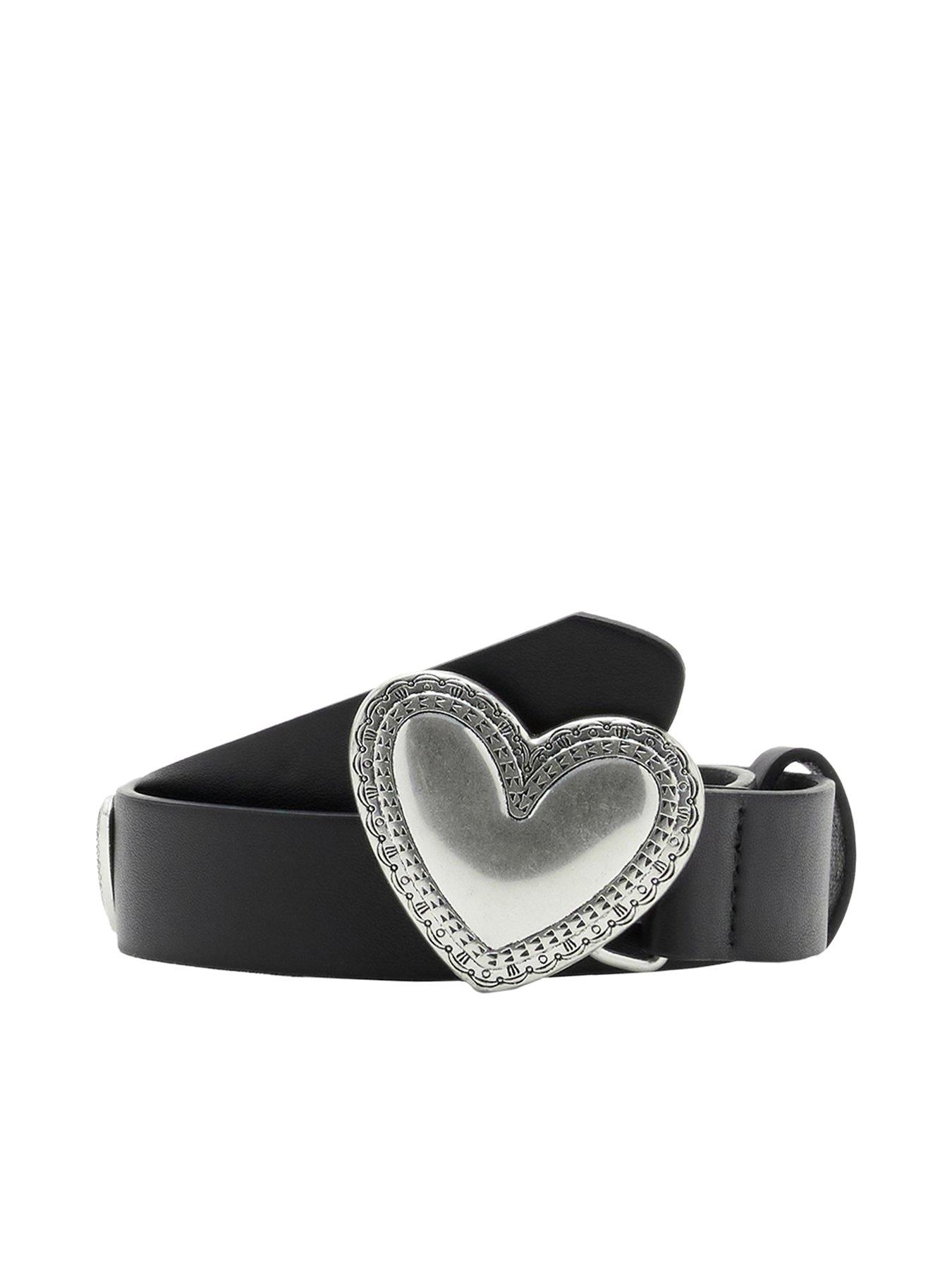Mango Girls Heart Buckle Belt - Black