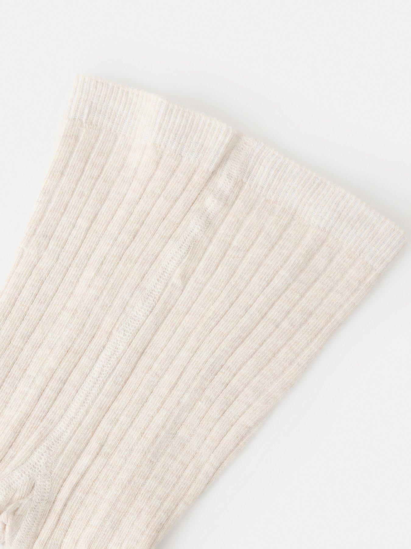 Image 2 of 4 of Mango Younger Girls Ribbed Tights - Beige
